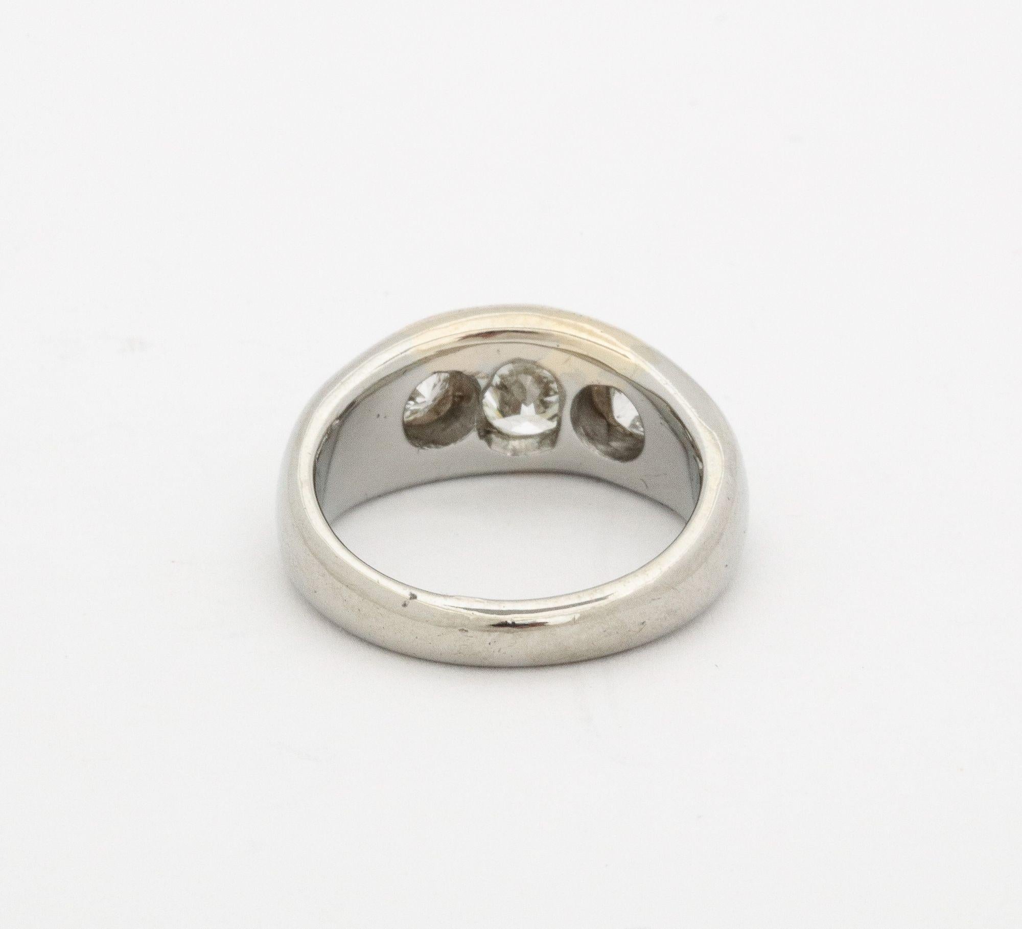 Diamond and White Gold and Gold Flush Mount Ring For Sale 2