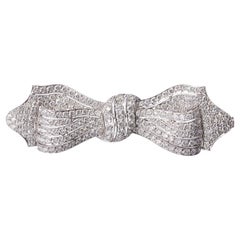 Vintage Diamond and White Gold Bow Brooch, circa 1990, 5.00 Carat