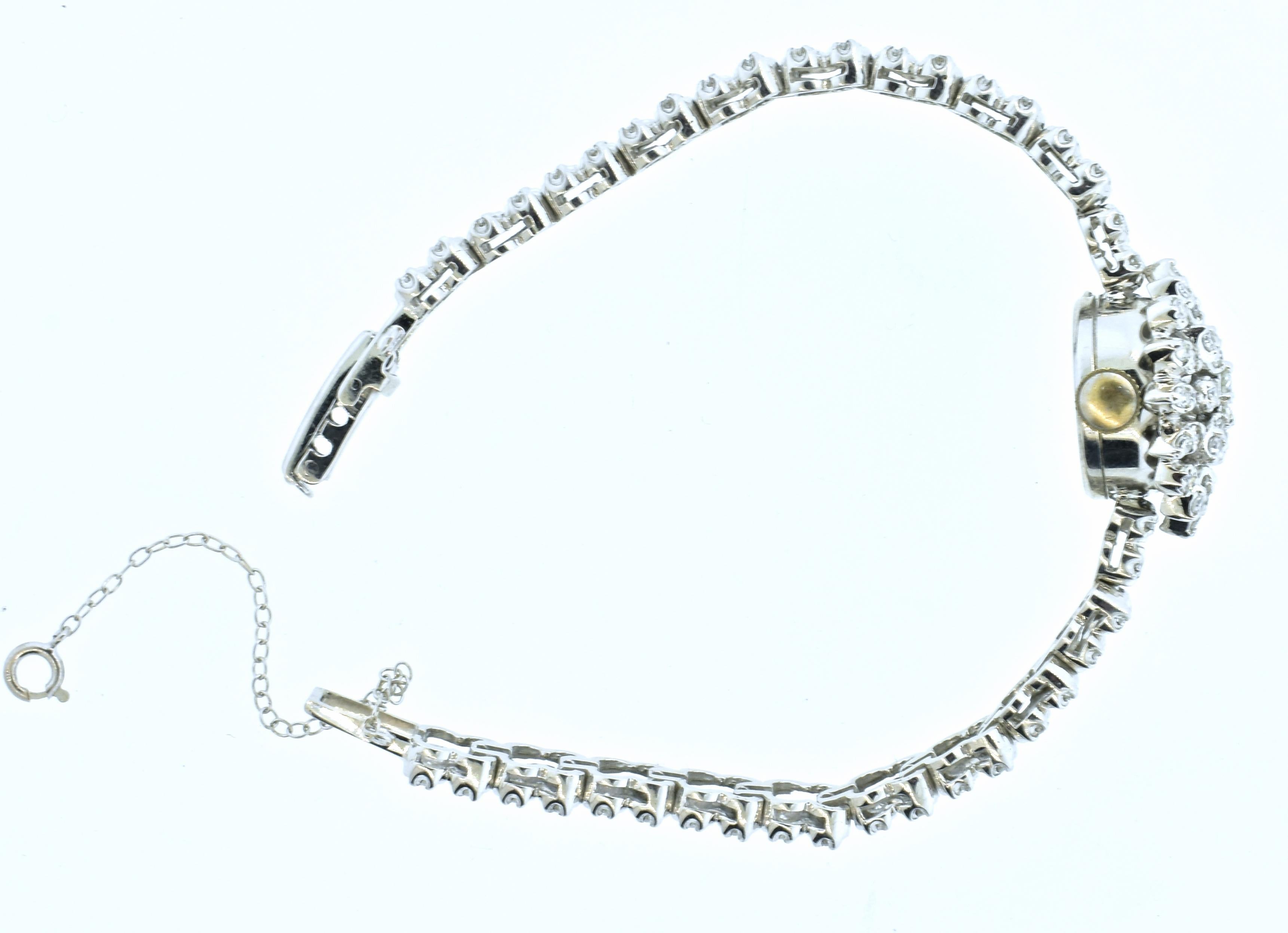 Brilliant Cut Diamond and White Gold Bracelet with Hidden Watch, Croton, circa 1960