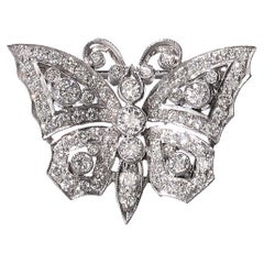 Retro Diamond and White Gold Butterfly Brooch, circa 1990, 1.40 Carats