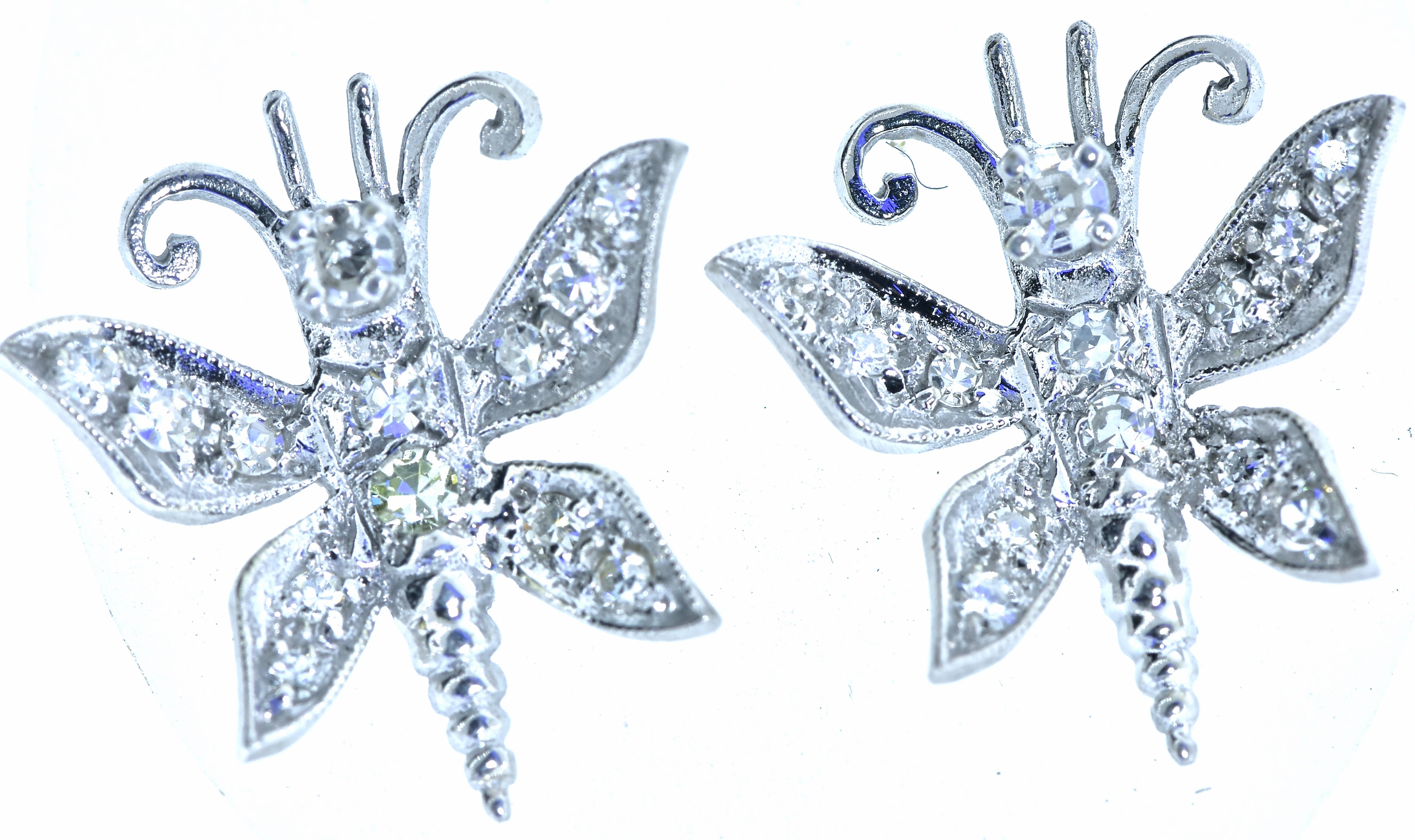 Diamond and White Gold Butterfly Earrings 1