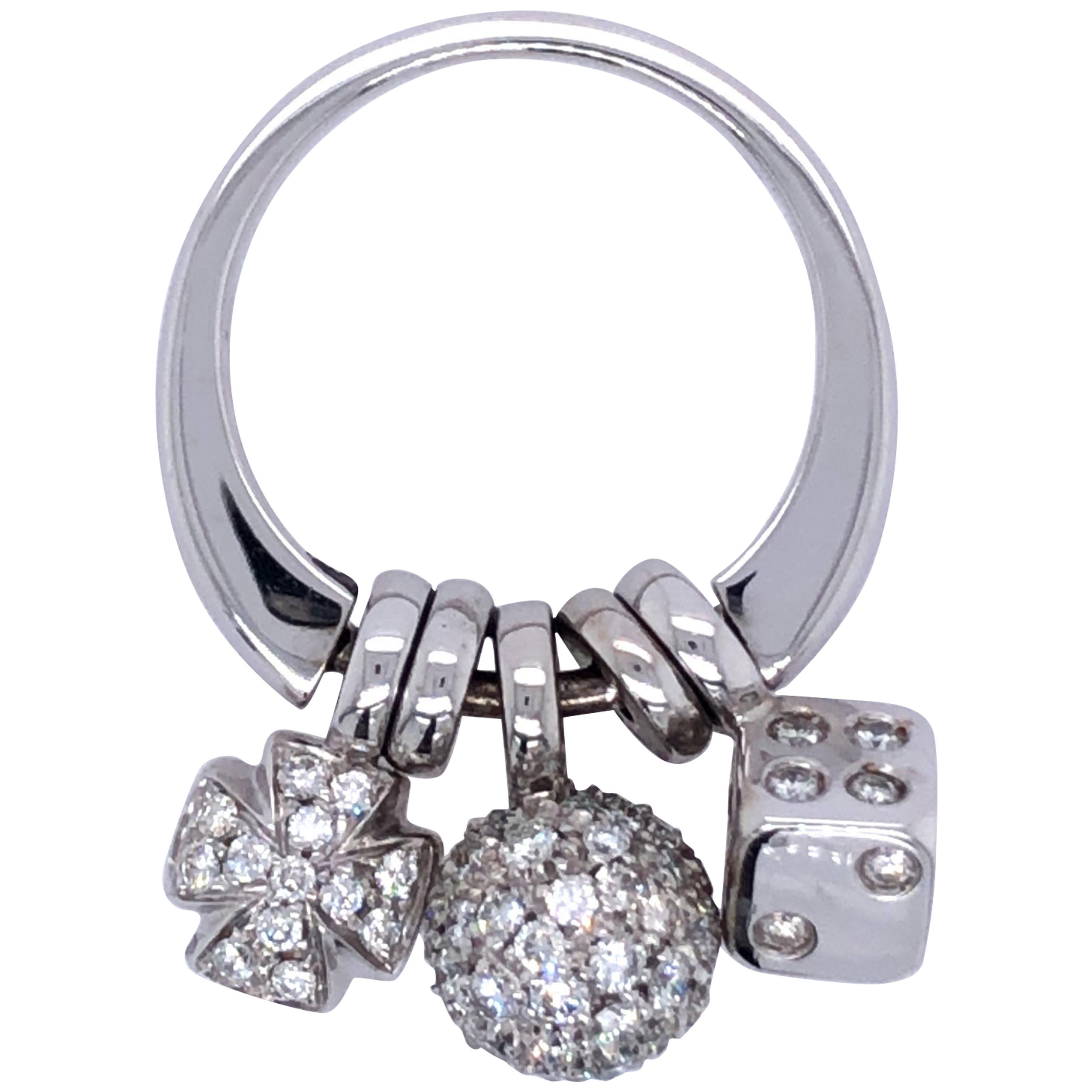 Diamond and White Gold Charm Ring