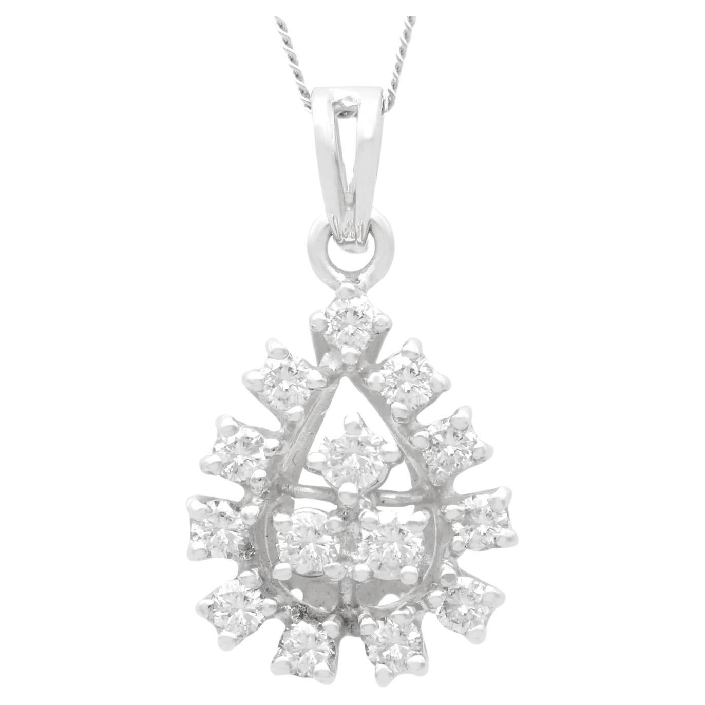 Diamond and White Gold Cluster Pendant For Sale