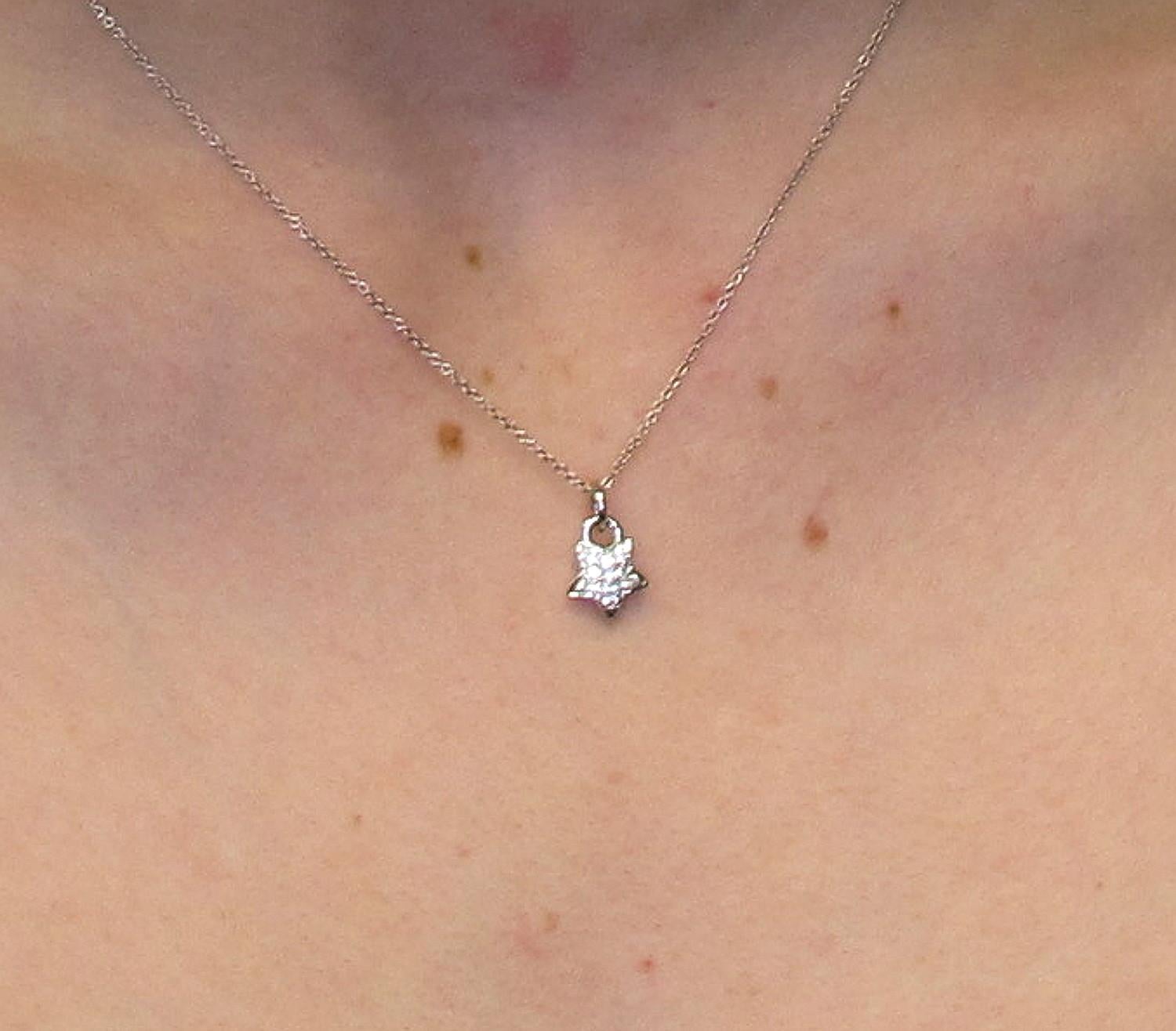 Diamond and White Gold Dancing Star Pendant Necklace with Chain 3