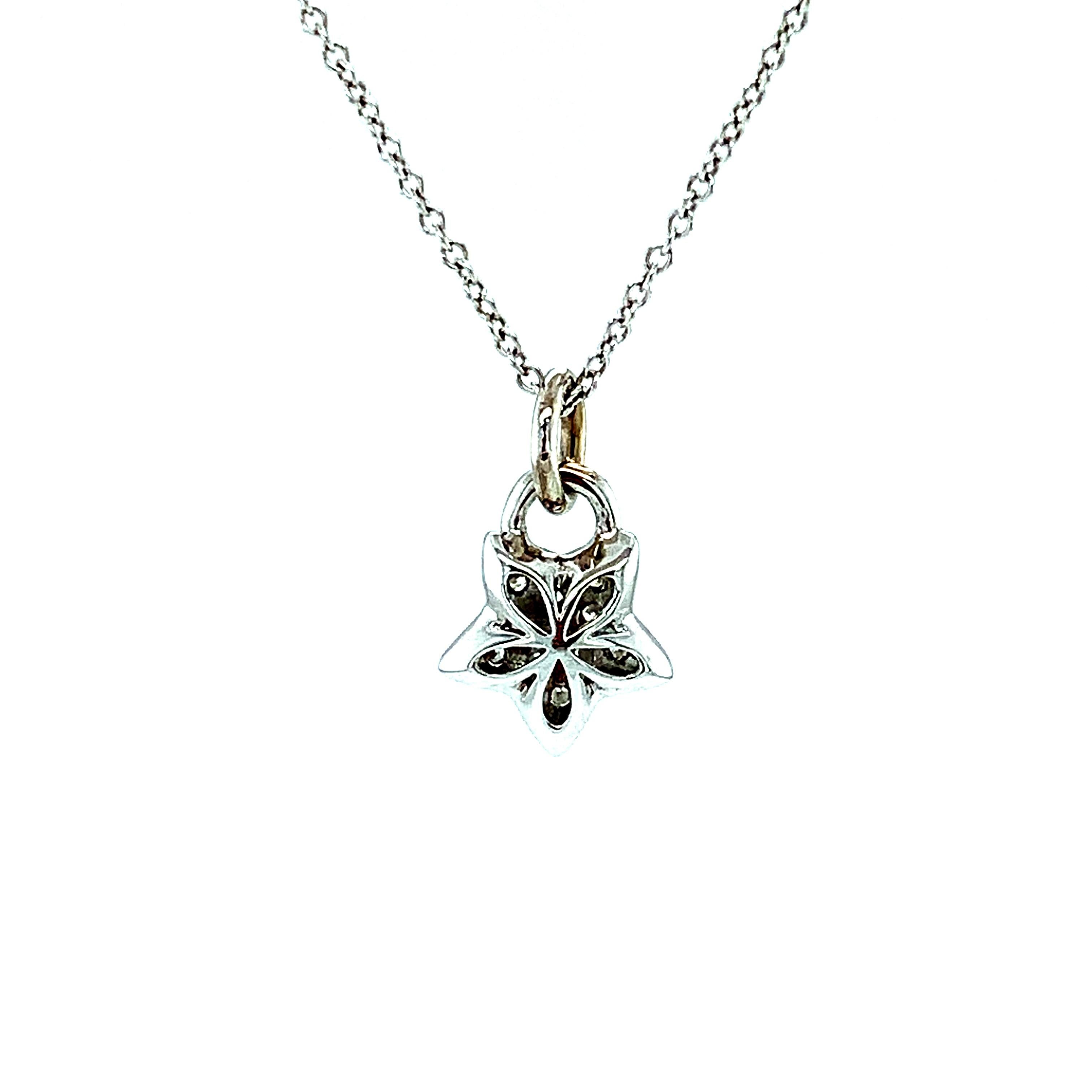 Artisan Diamond and White Gold Dancing Star Pendant Necklace with Chain