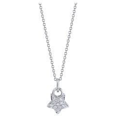 Diamond and White Gold Dancing Star Pendant Necklace with Chain