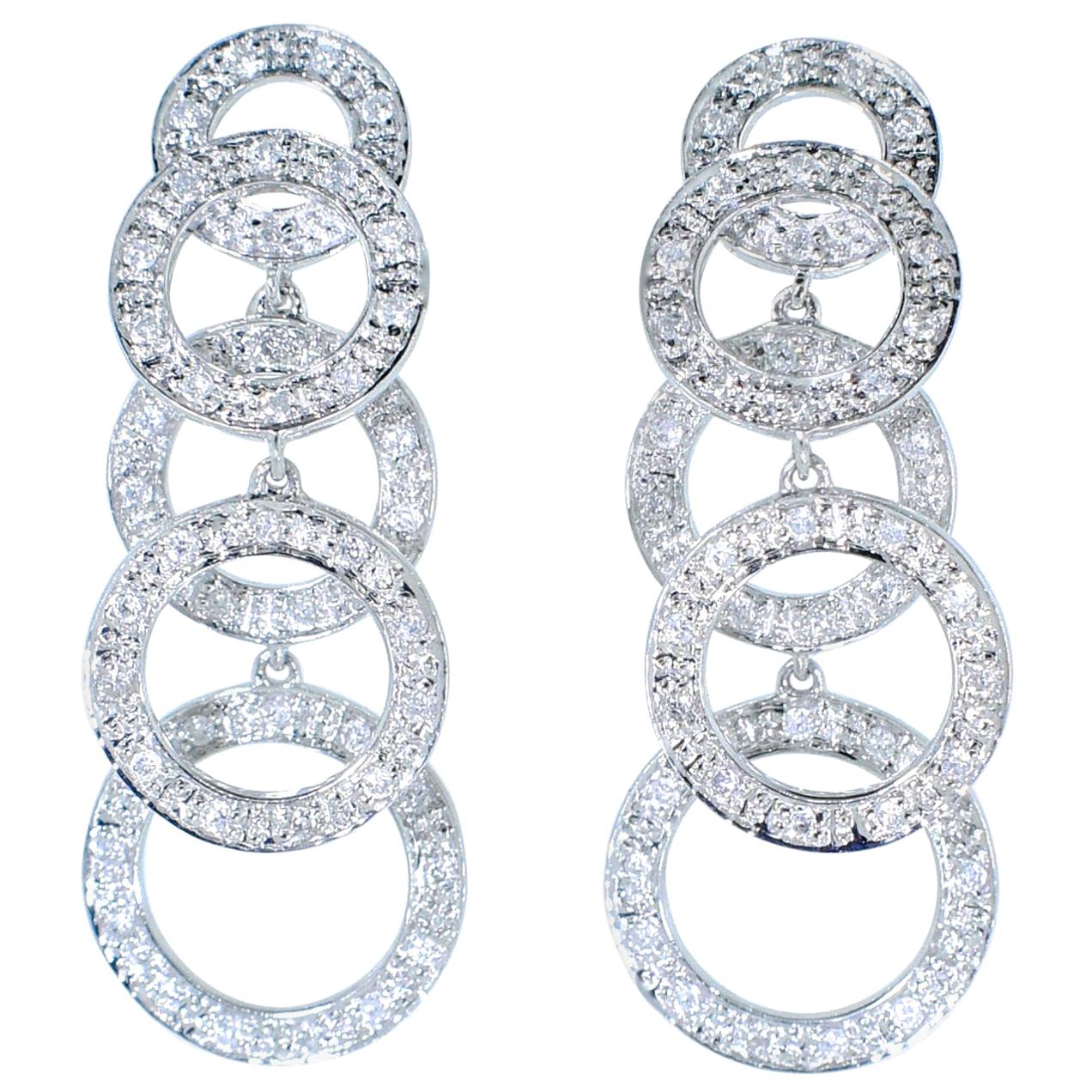 Diamond and White Gold Dangling Earrings