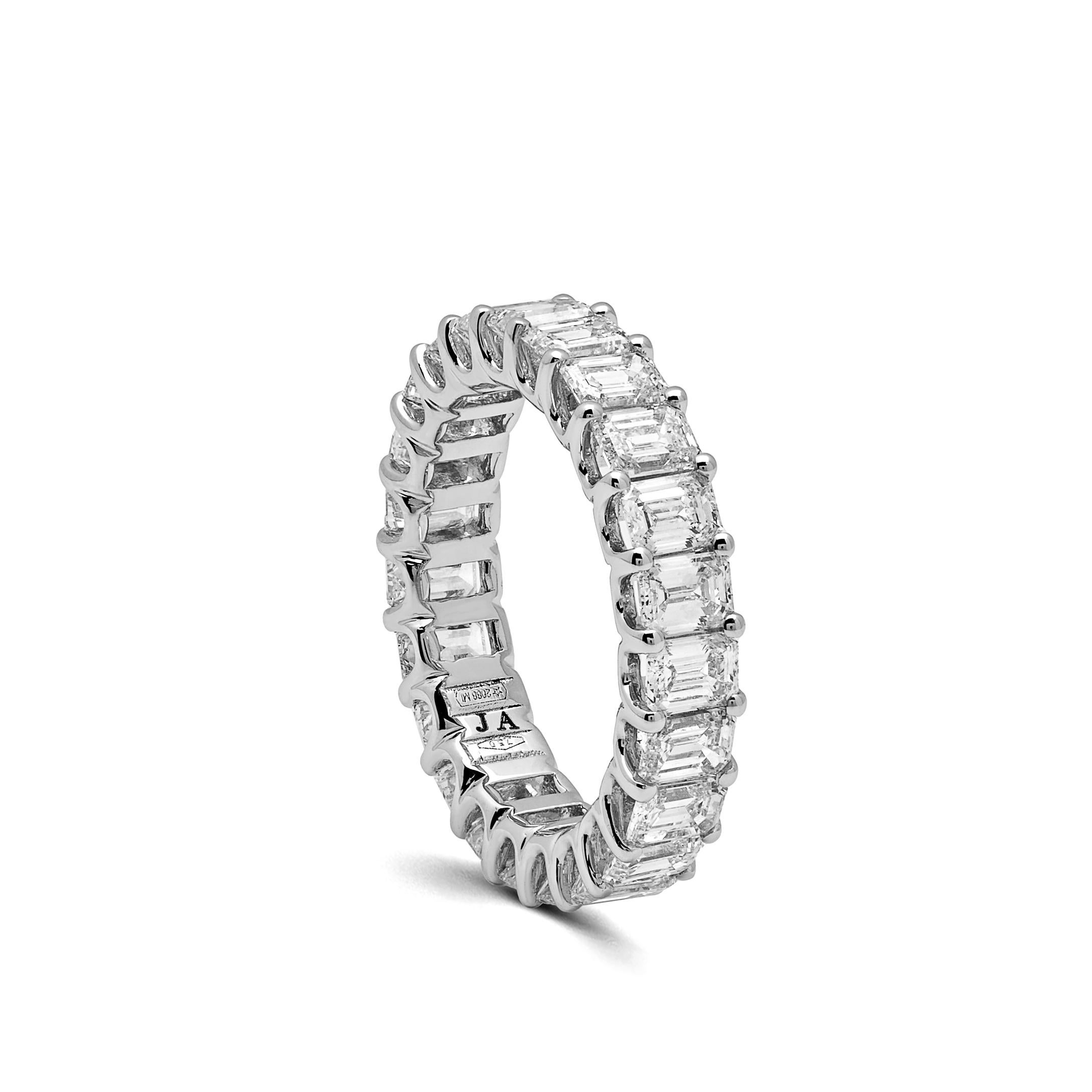 Emerald Cut Diamond and White Gold Eternity Band For Sale