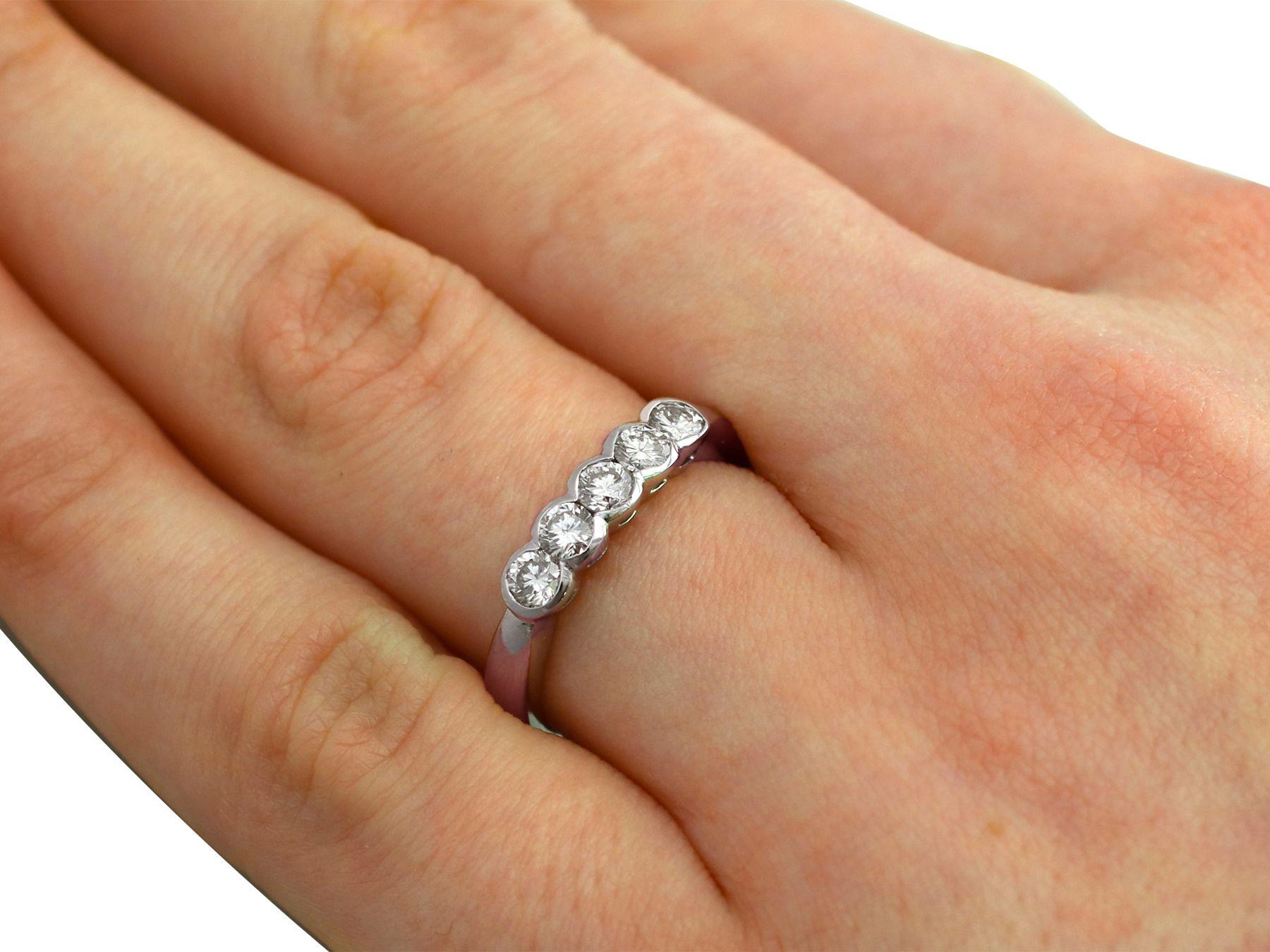 Diamond and 18K White Gold Five Stone Ring For Sale 1