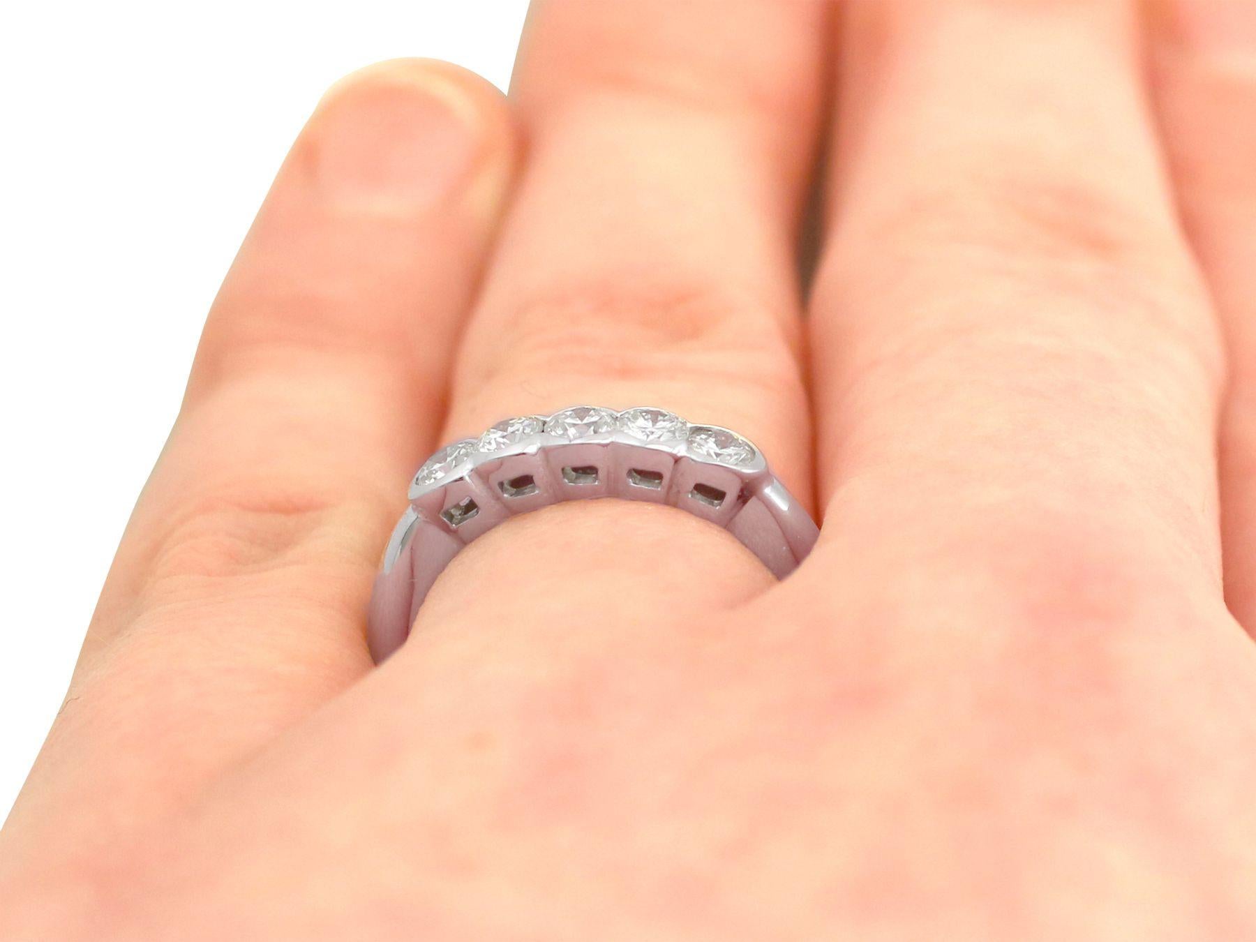Diamond and 18K White Gold Five Stone Ring For Sale 2