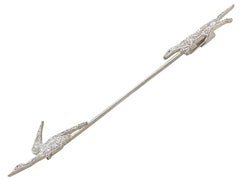 Diamond and White Gold Gun Dog and Duck Brooch