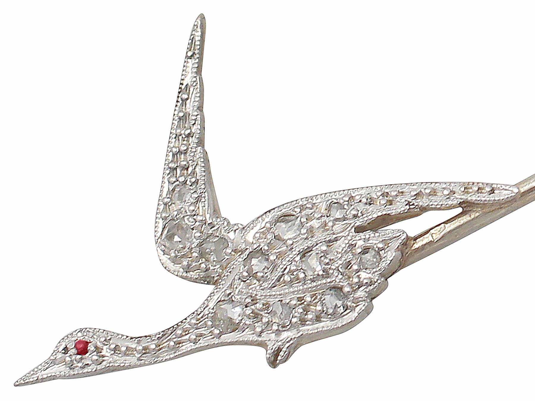 Diamond and White Gold Gun Dog and Duck Brooch 1