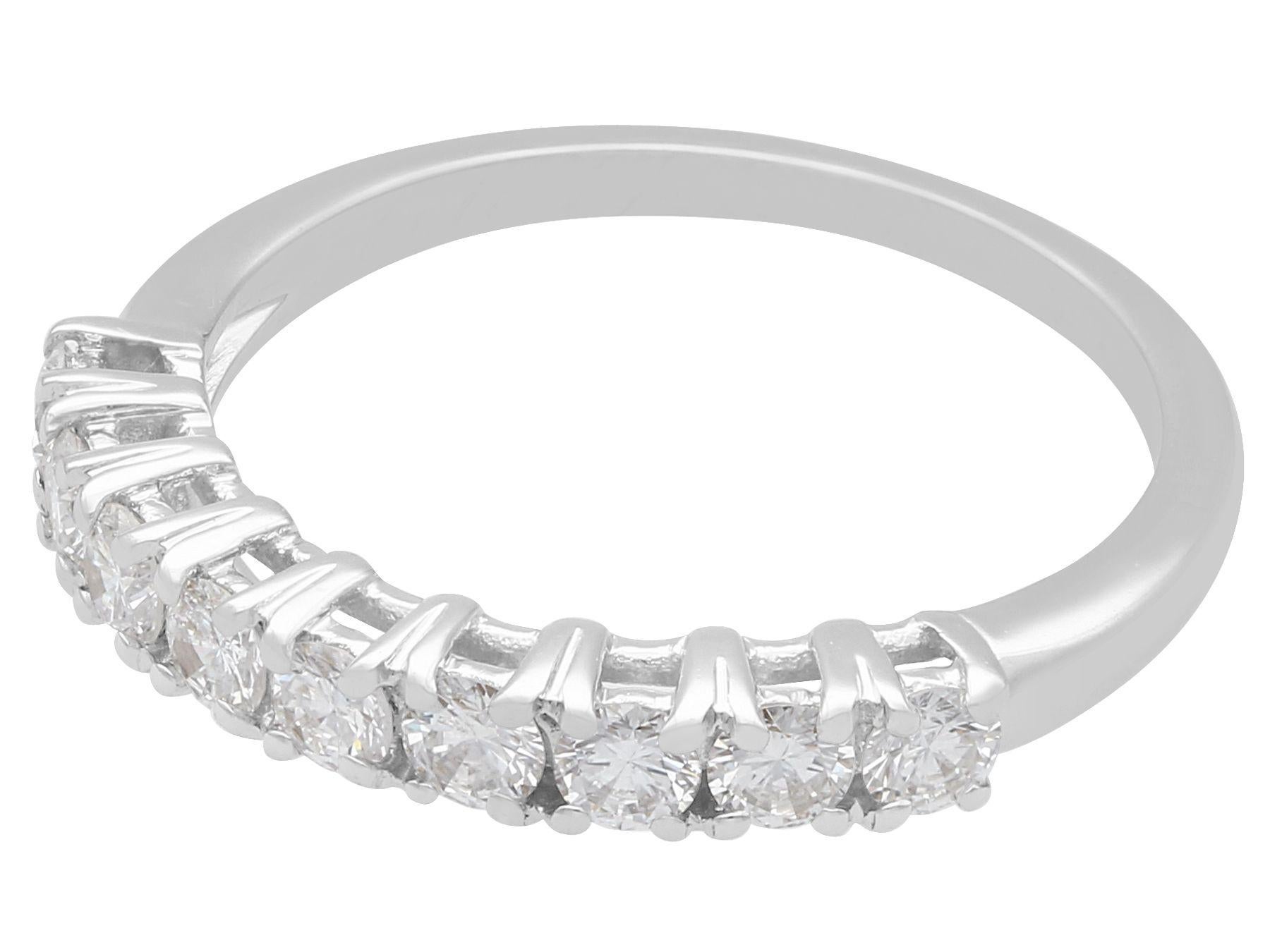 Round Cut 1970s 0.36 Carat Diamond 18k White Gold Half Eternity Ring For Sale