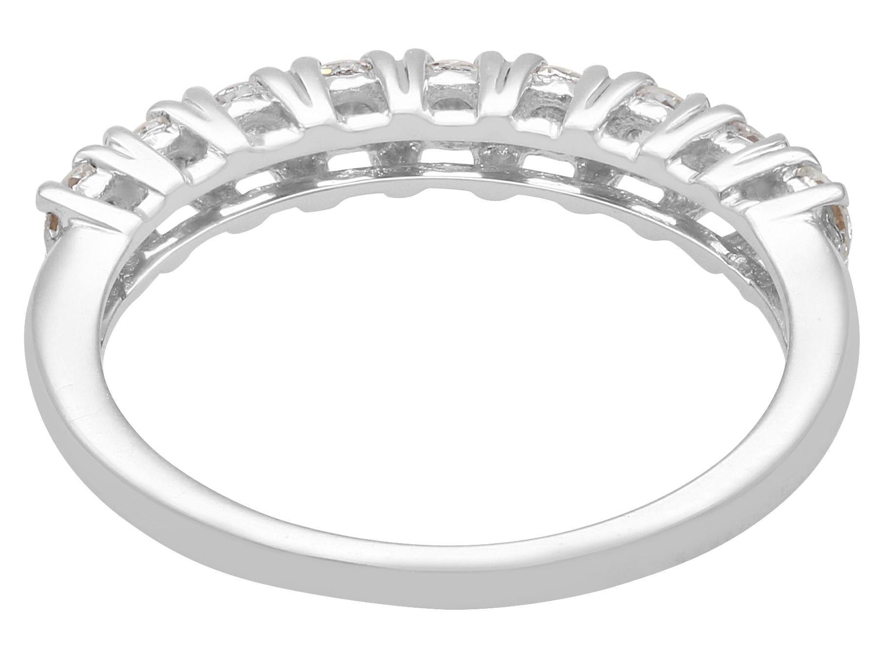 1970s 0.36 Carat Diamond 18k White Gold Half Eternity Ring In Excellent Condition For Sale In Jesmond, Newcastle Upon Tyne