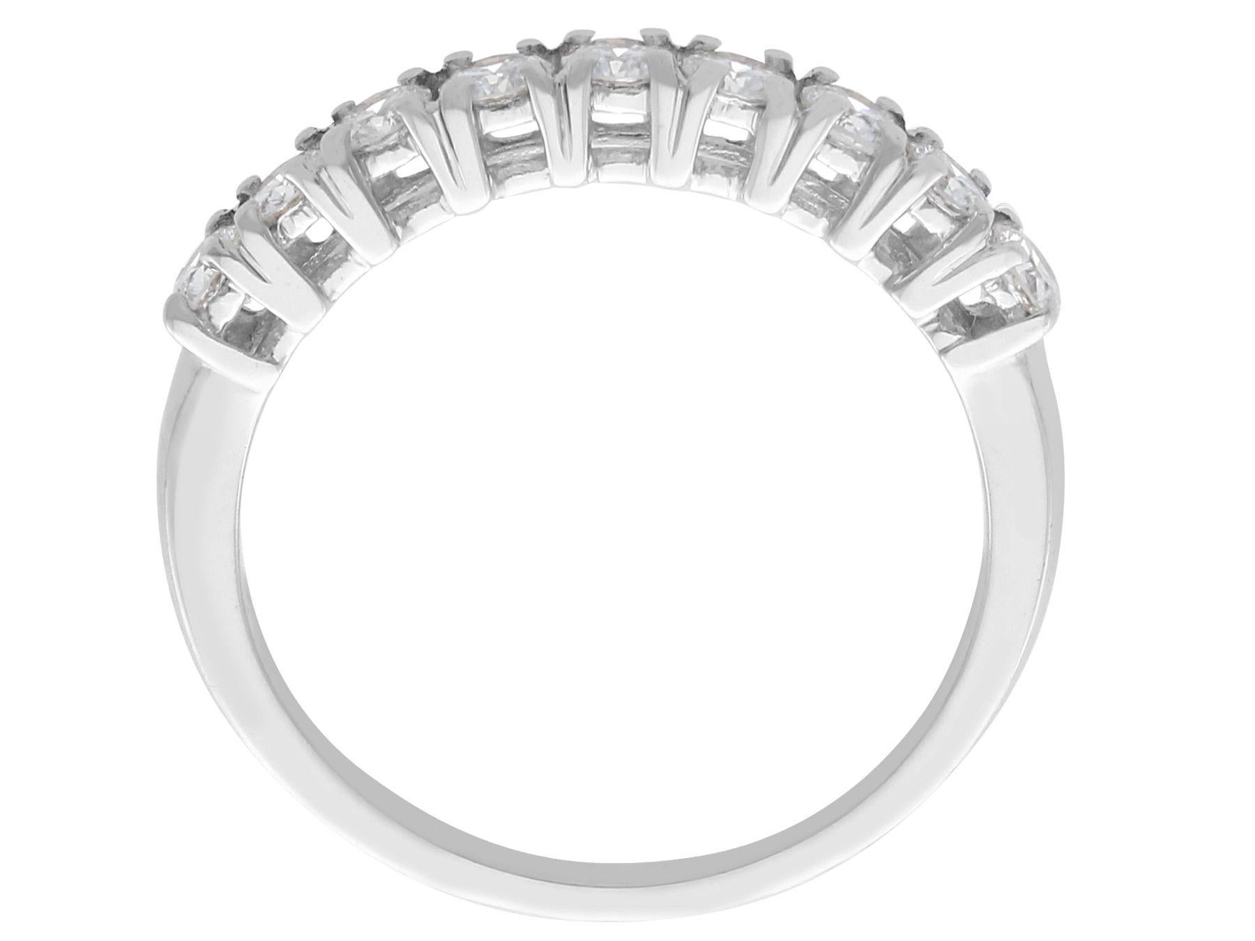 Women's or Men's 1970s 0.36 Carat Diamond 18k White Gold Half Eternity Ring For Sale