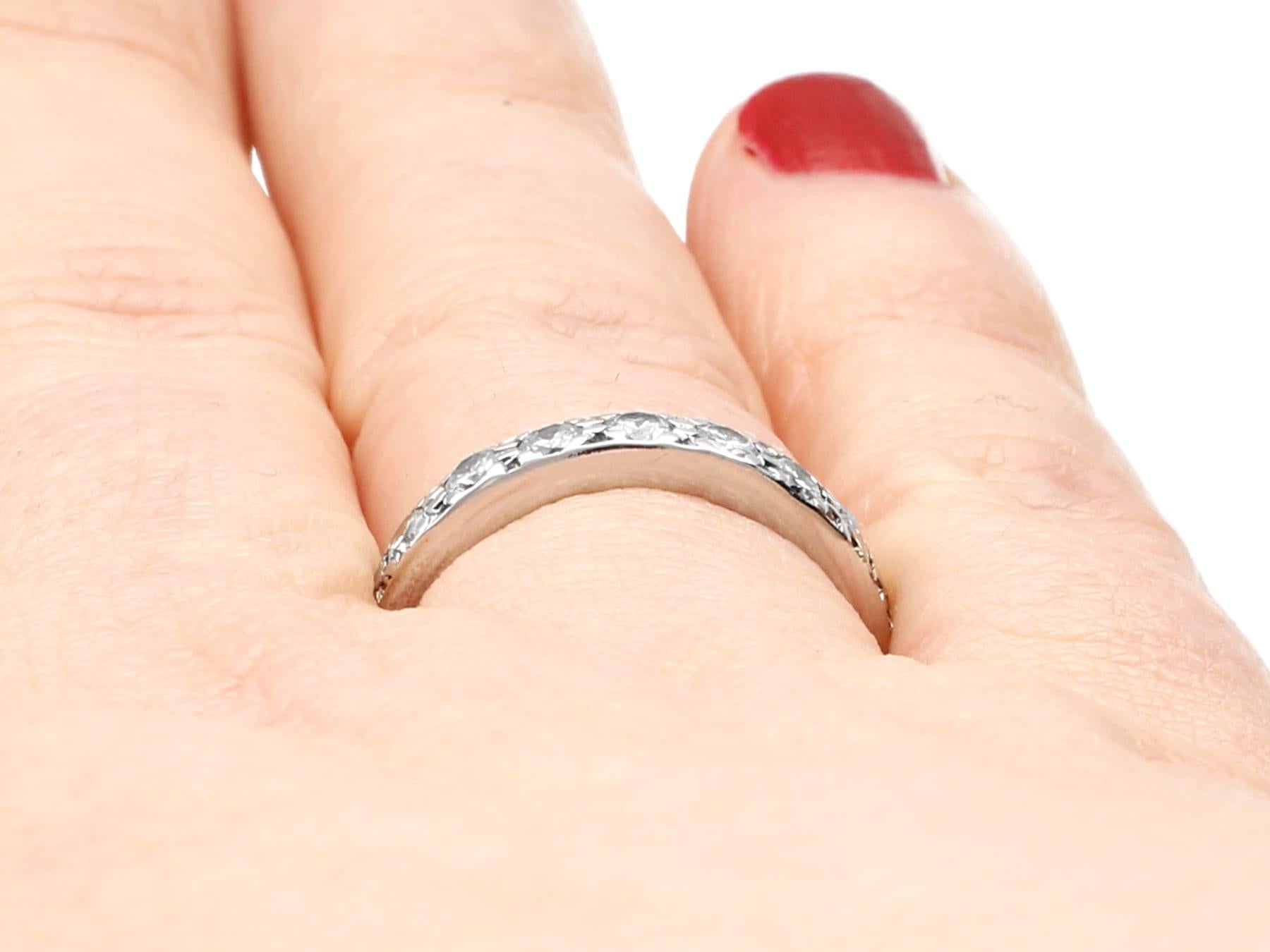 Women's or Men's 1970s Diamond and 18K White Gold Half Eternity Ring For Sale