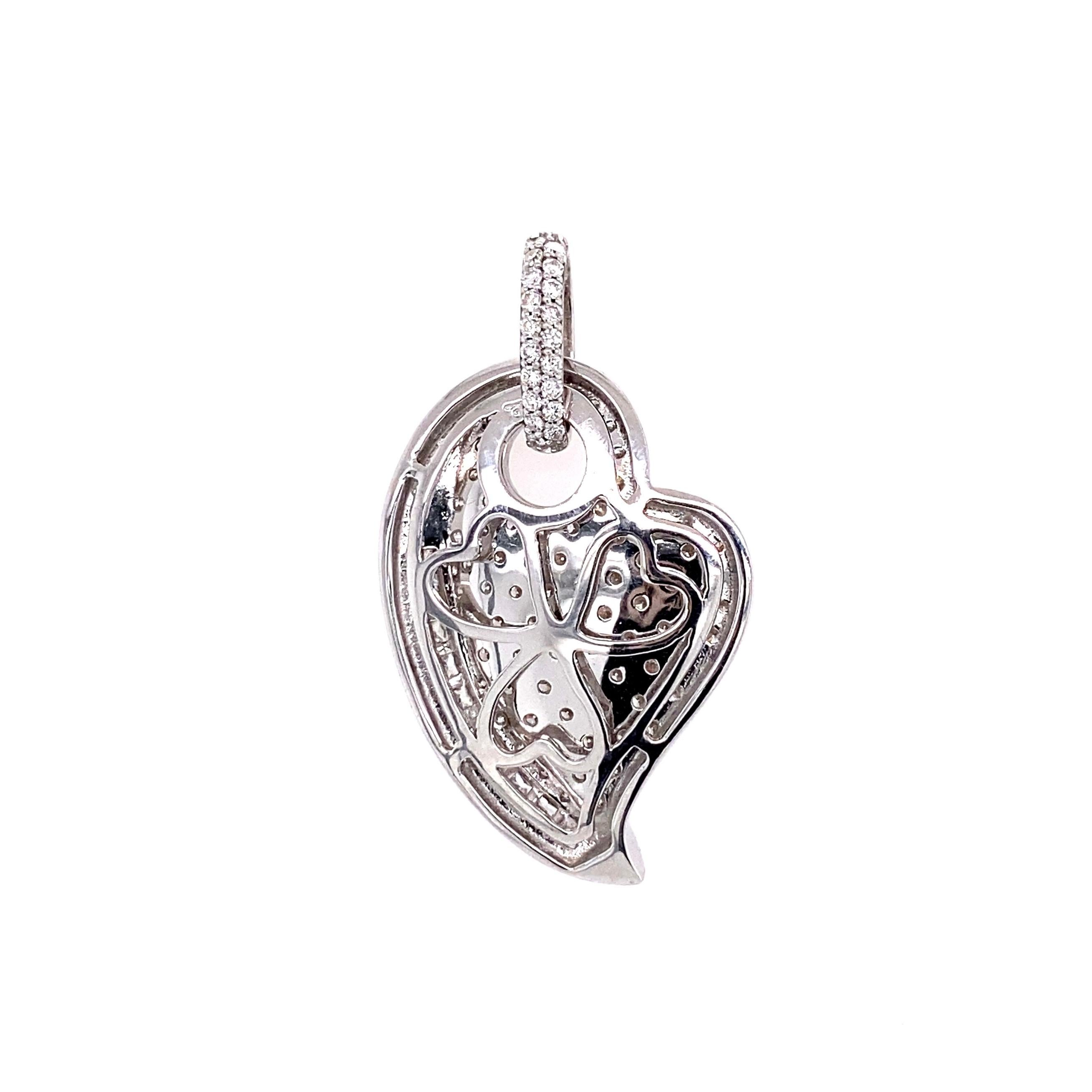 Modern Diamond and White Gold Heart Pendant Necklace For Sale