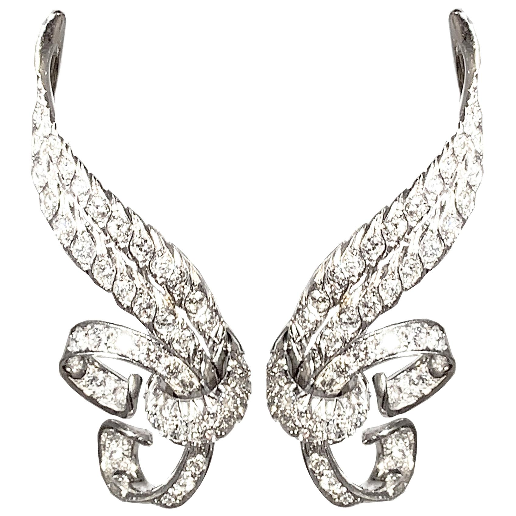 Vintage Diamant und Weißgold Liebesknoten-Ohrringe Italienisch Dolce Vita  Design im Angebot