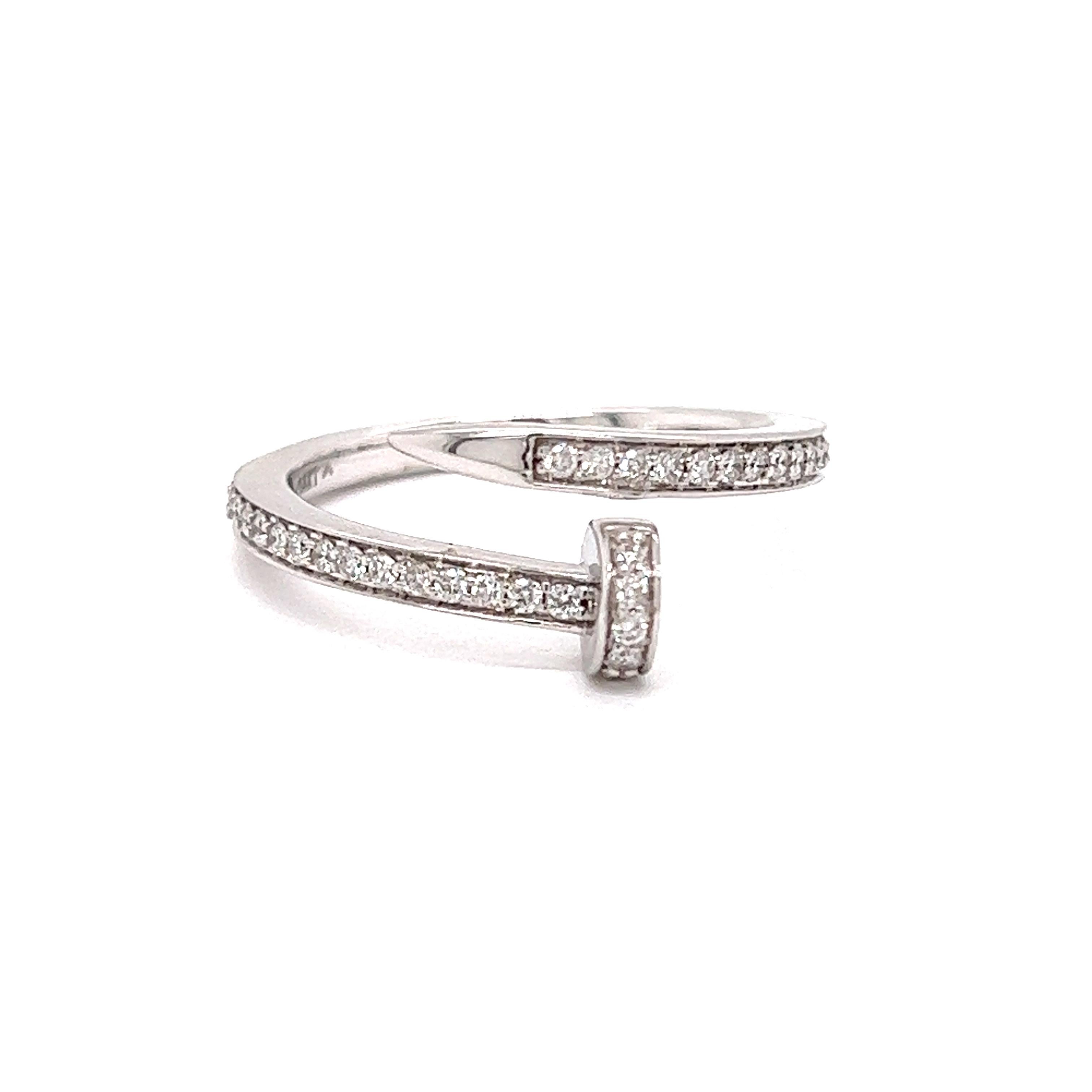 Modern Diamond and White Gold Nail Ring For Sale