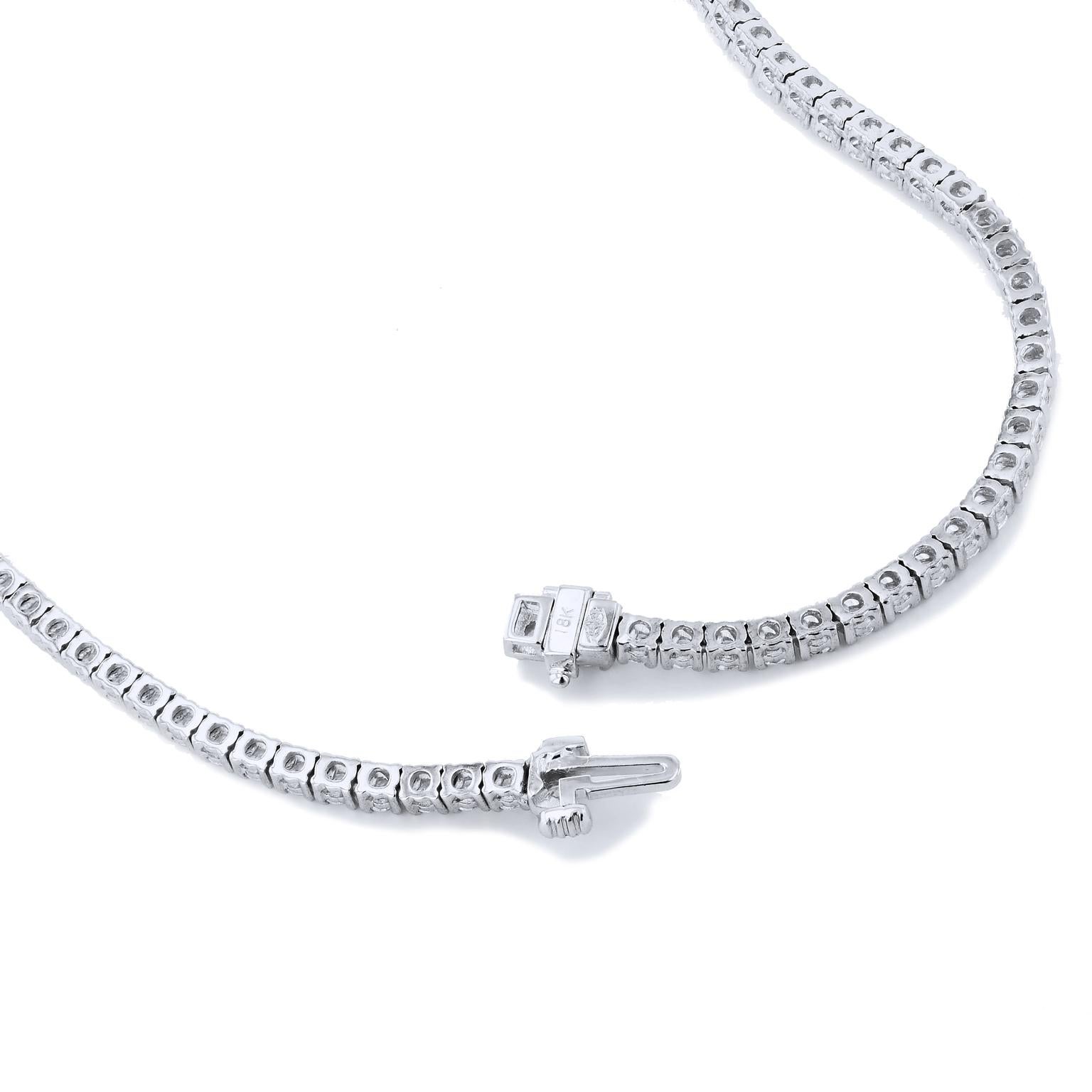 Brilliant Cut 8.27 Carat Diamond Riviera Necklace, set in 18 Karat White Gold 18 Inches Long