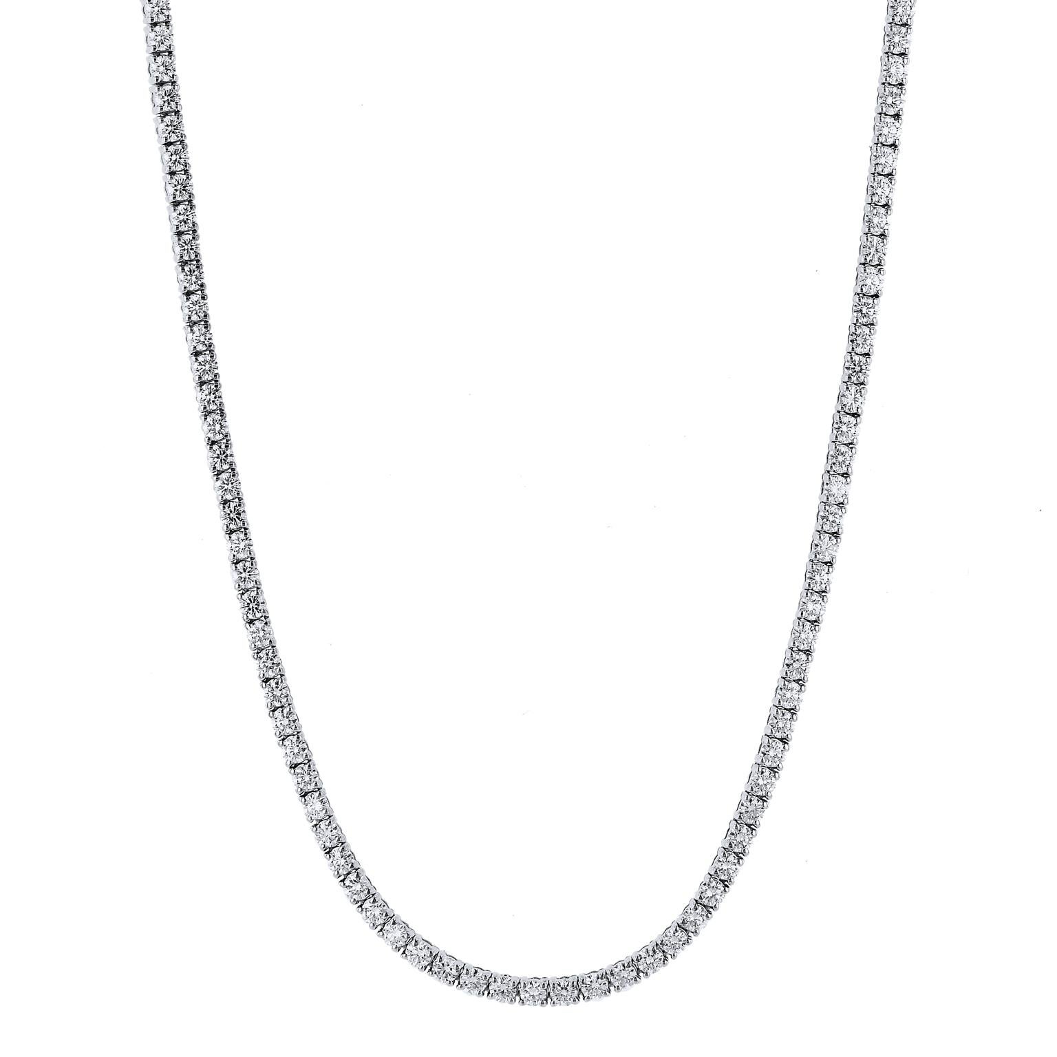 8.27 Carat Diamond Riviera Necklace, set in 18 Karat White Gold 18 Inches Long