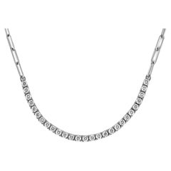 Diamond and White Gold Paperclip Chain Necklace