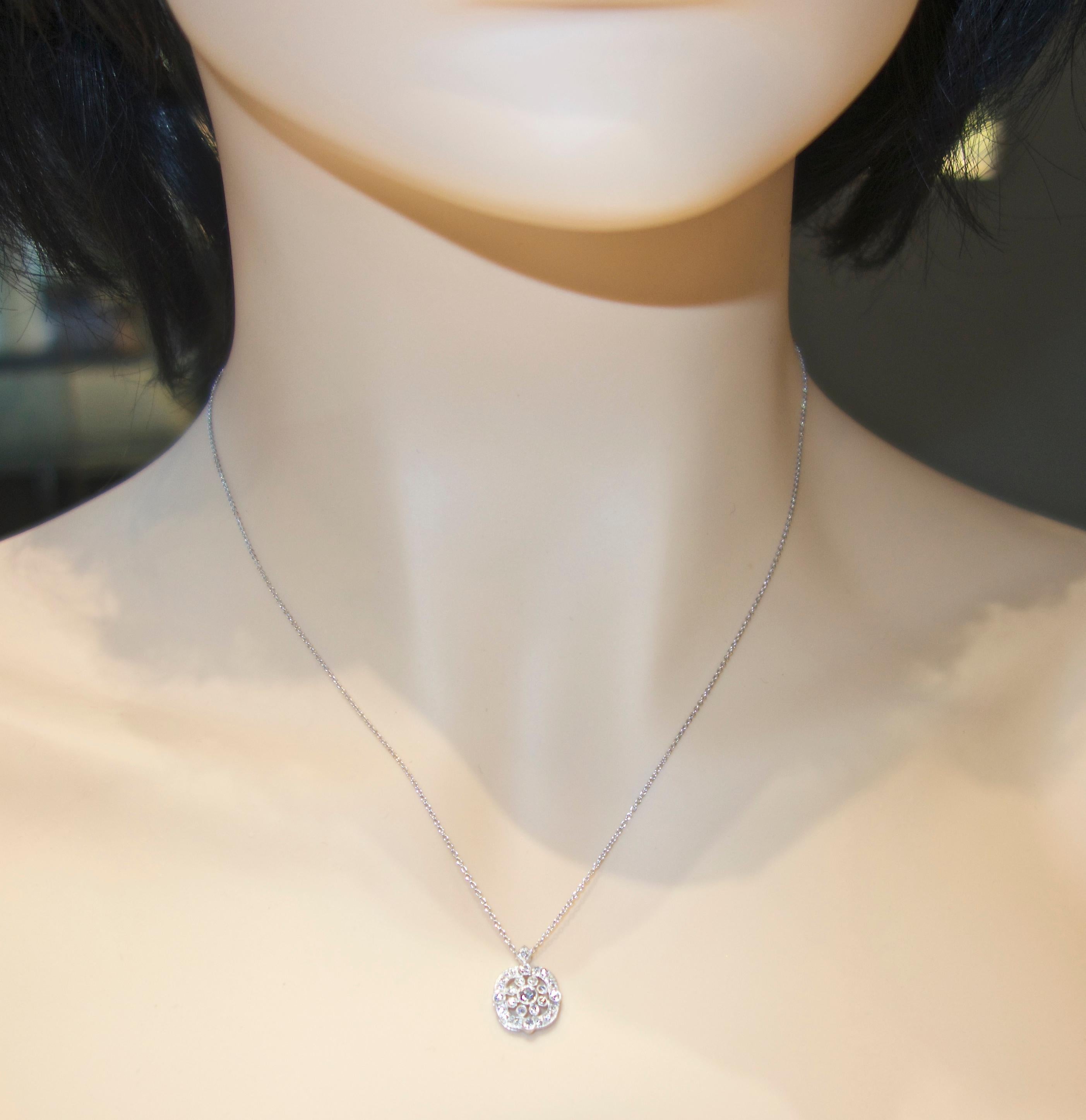 Contemporary Diamond and White Gold Pendant