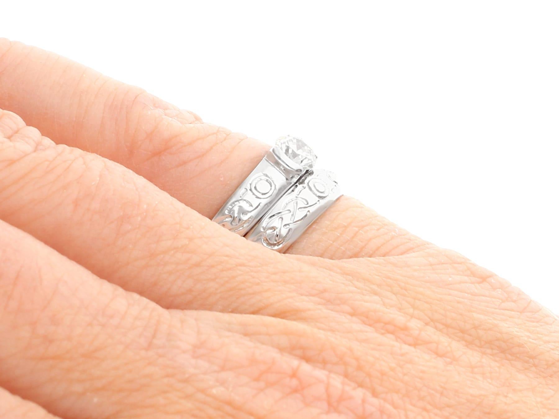 Solitär-Ring und Ehering aus Diamant und Weißgold mit Diamanten im Angebot 6