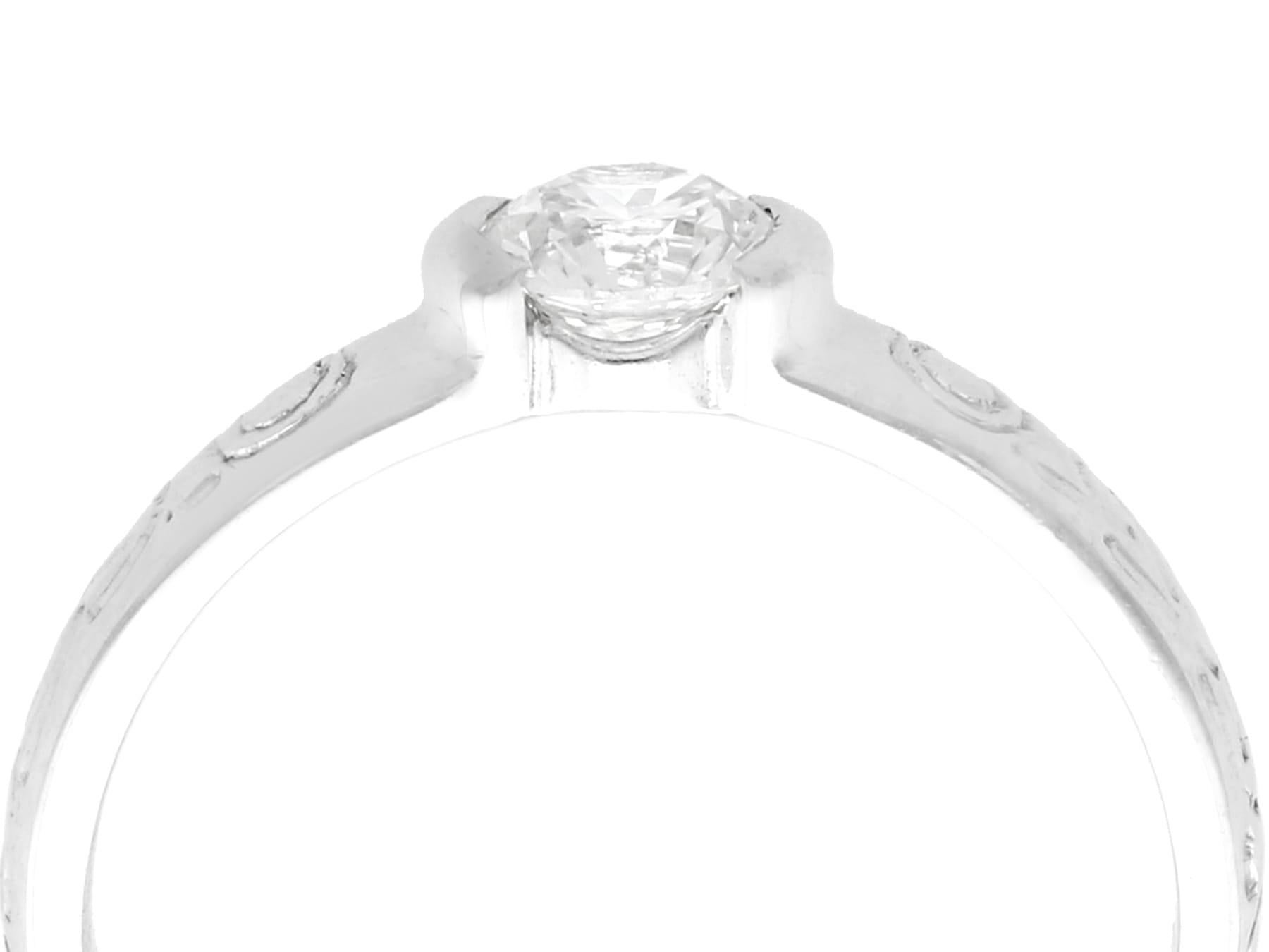 A fine and impressive contemporary 0.43 carat diamond and white gold solitaire and wedding band set; part of our diverse diamond and estate jewelry collections.

This fine and impressive diamond ring and band set has been crafted in 18k white
