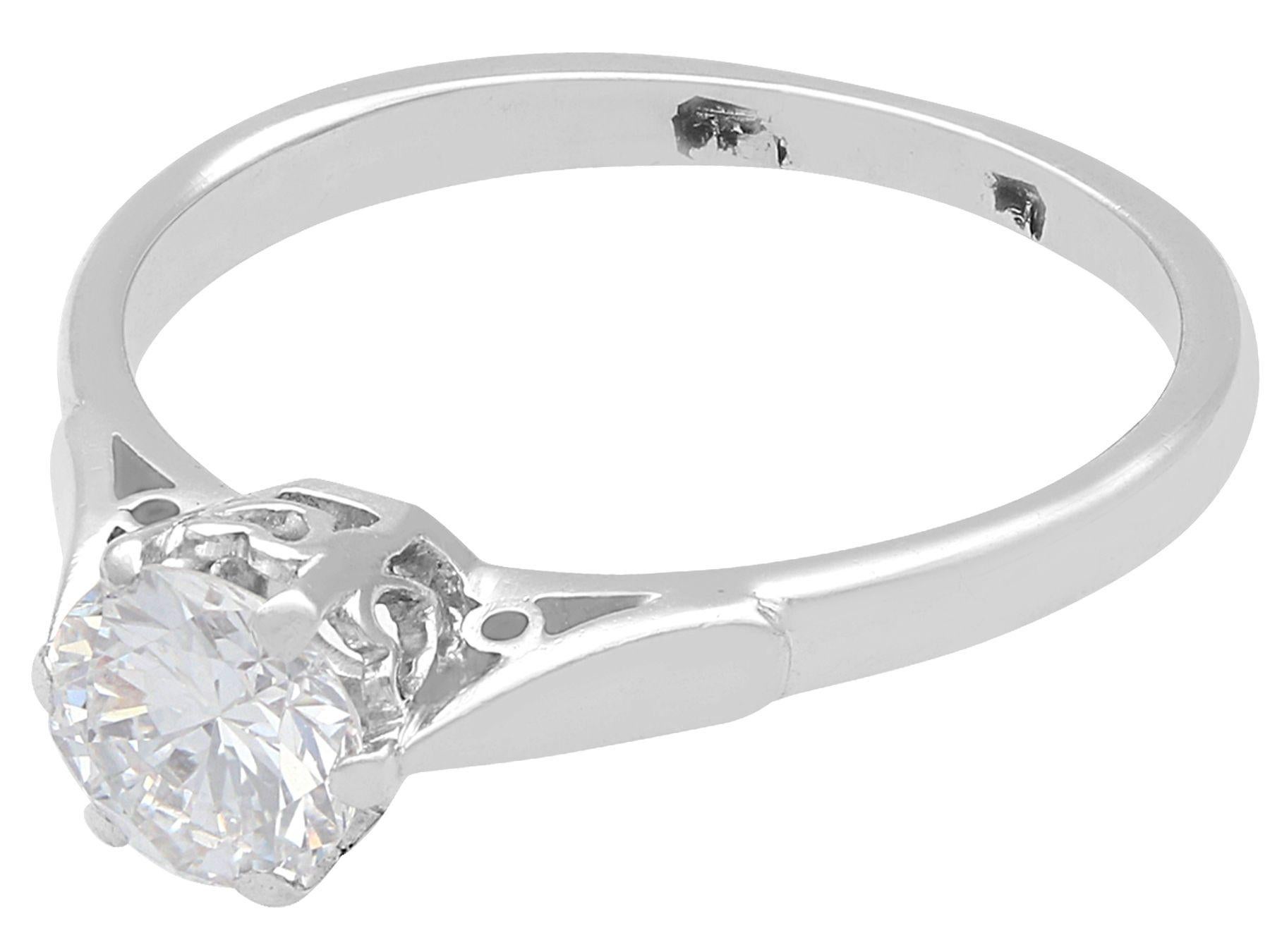 Round Cut Diamond and White Gold Solitaire Ring