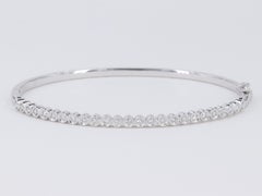 Diamond and White Gold Stackable Hinged Bangle Bracelet