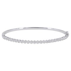 Diamond and White Gold Stackable Hinged Bangle Bracelet