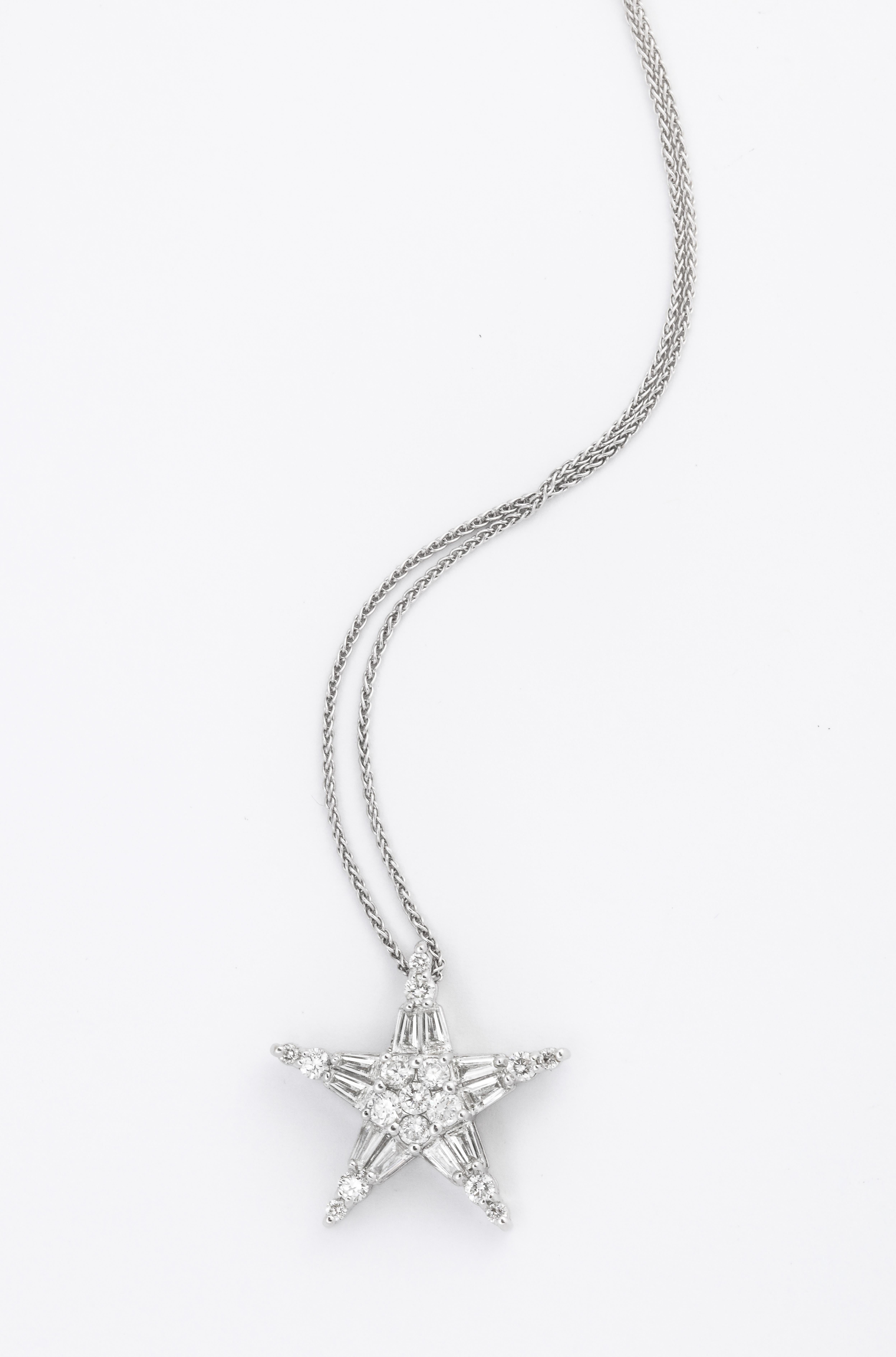 Diamond and White Gold Star Necklace 1