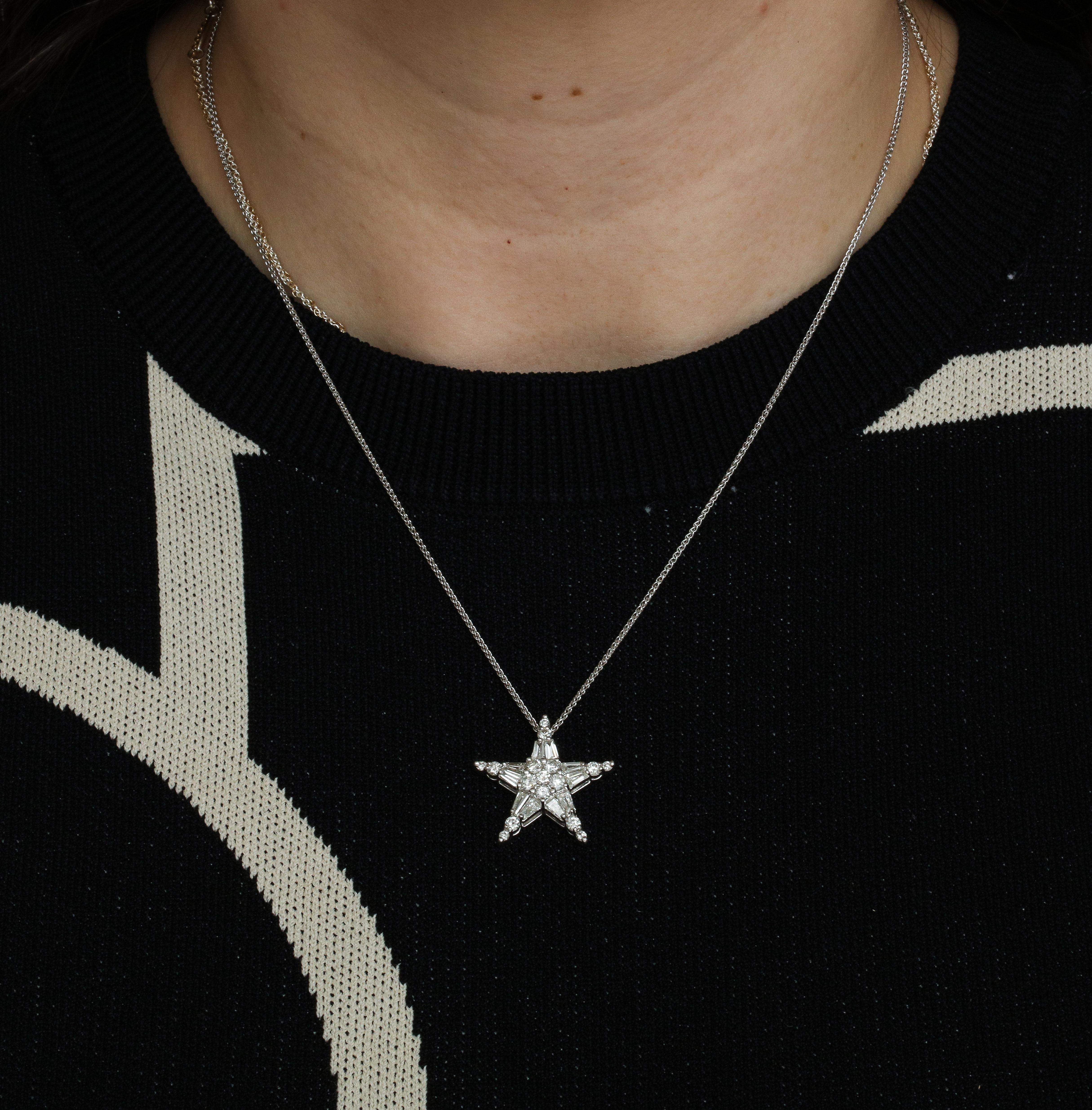 Diamond and White Gold Star Necklace 2
