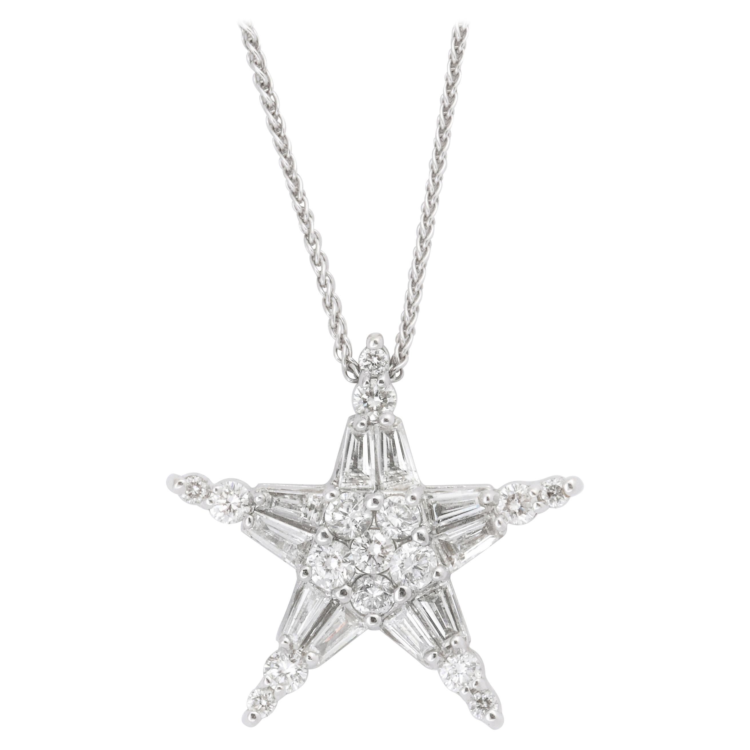Diamond and White Gold Star Necklace
