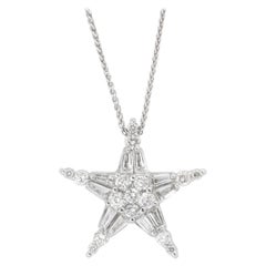 Diamond and White Gold Star Necklace