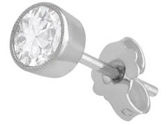 Antique 0.89ct Diamond Round Brilliant Stud Earrings, 18k White Gold