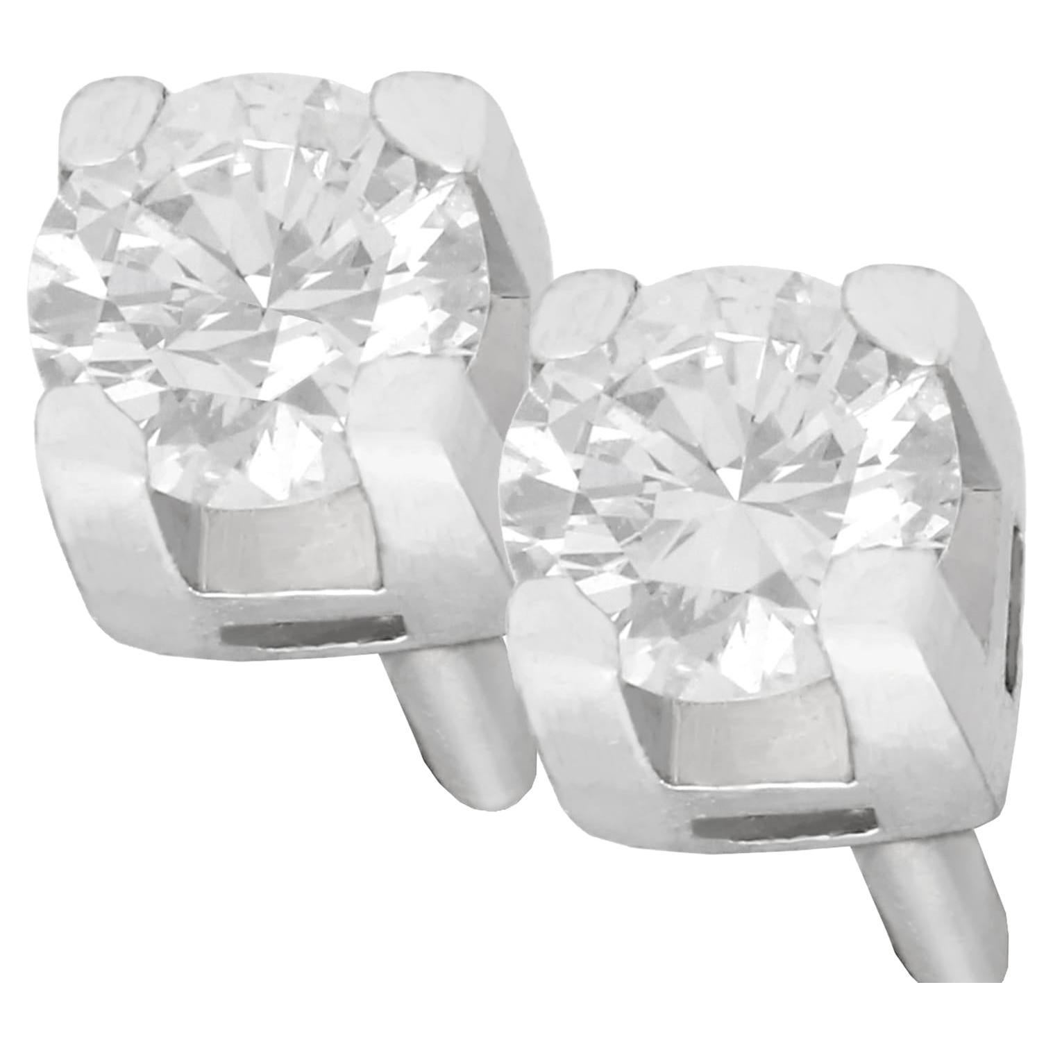 Diamond and White Gold Stud Earrings For Sale