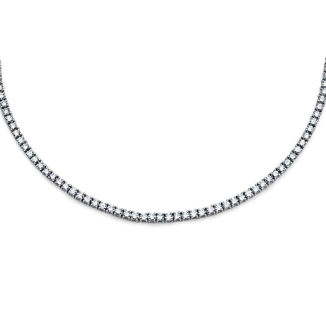 Contemporary Diamond and White Gold Tennis Necklace - Adjustable Length For Sale