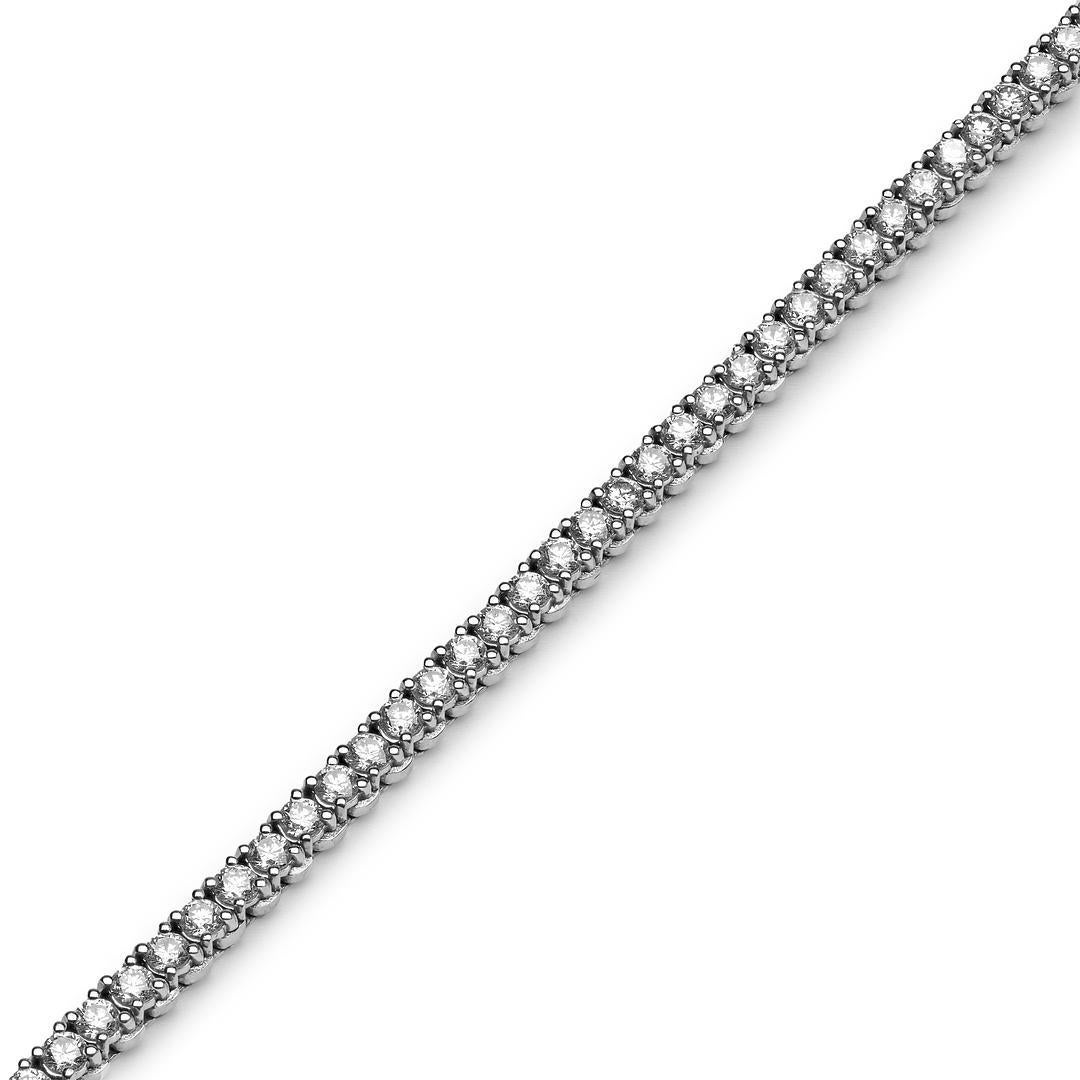 Round Cut Diamond and White Gold Tennis Necklace - Adjustable Length For Sale