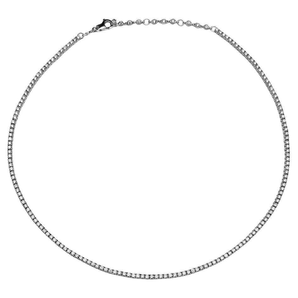 Diamond and White Gold Tennis Necklace - Adjustable Length For Sale