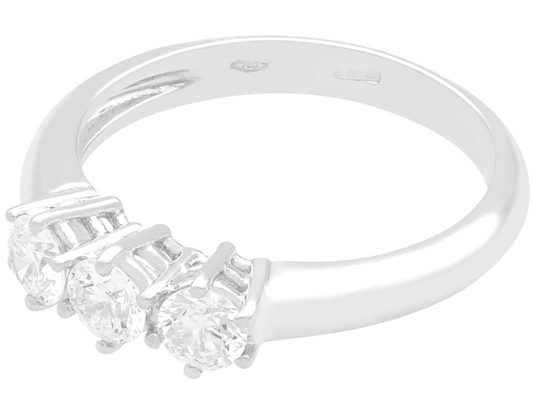 Contemporary Brilliant Round Cut Diamond and White Gold Trilogy Ring For Sale