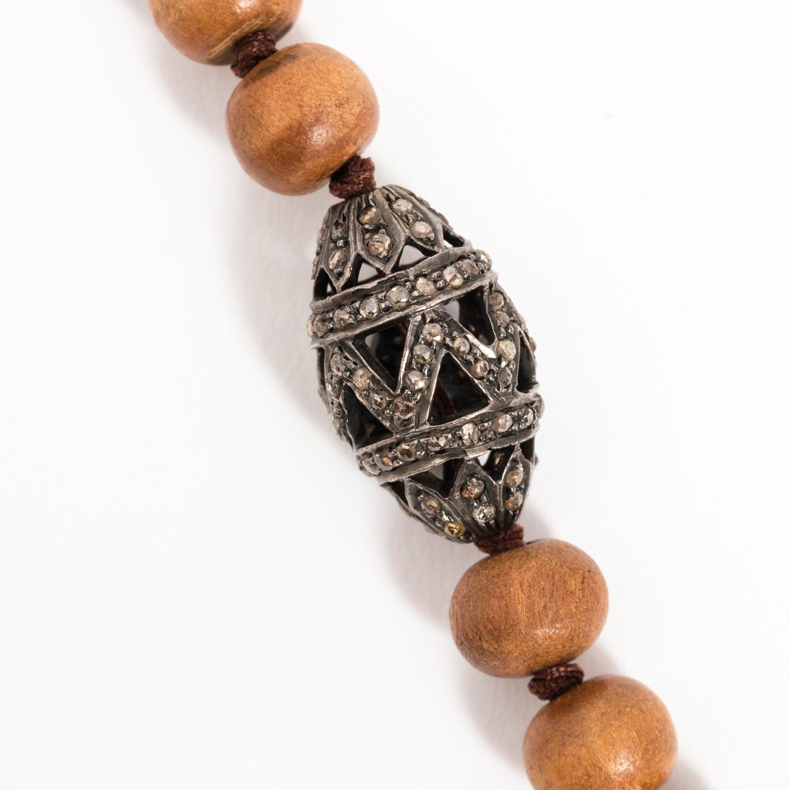 Women's Diamond and Wood Necklace For Sale