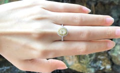 Diamond and Yellow Diamond Ring Set in 18 Karat White Gold Settings