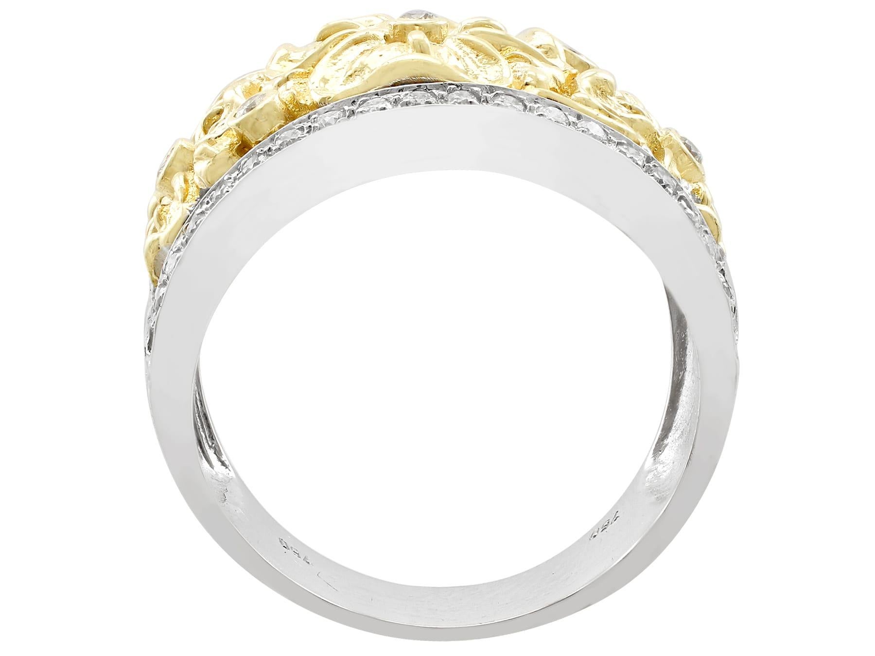 Women's or Men's Diamond and Yellow Gold and White Gold Cocktail Ring