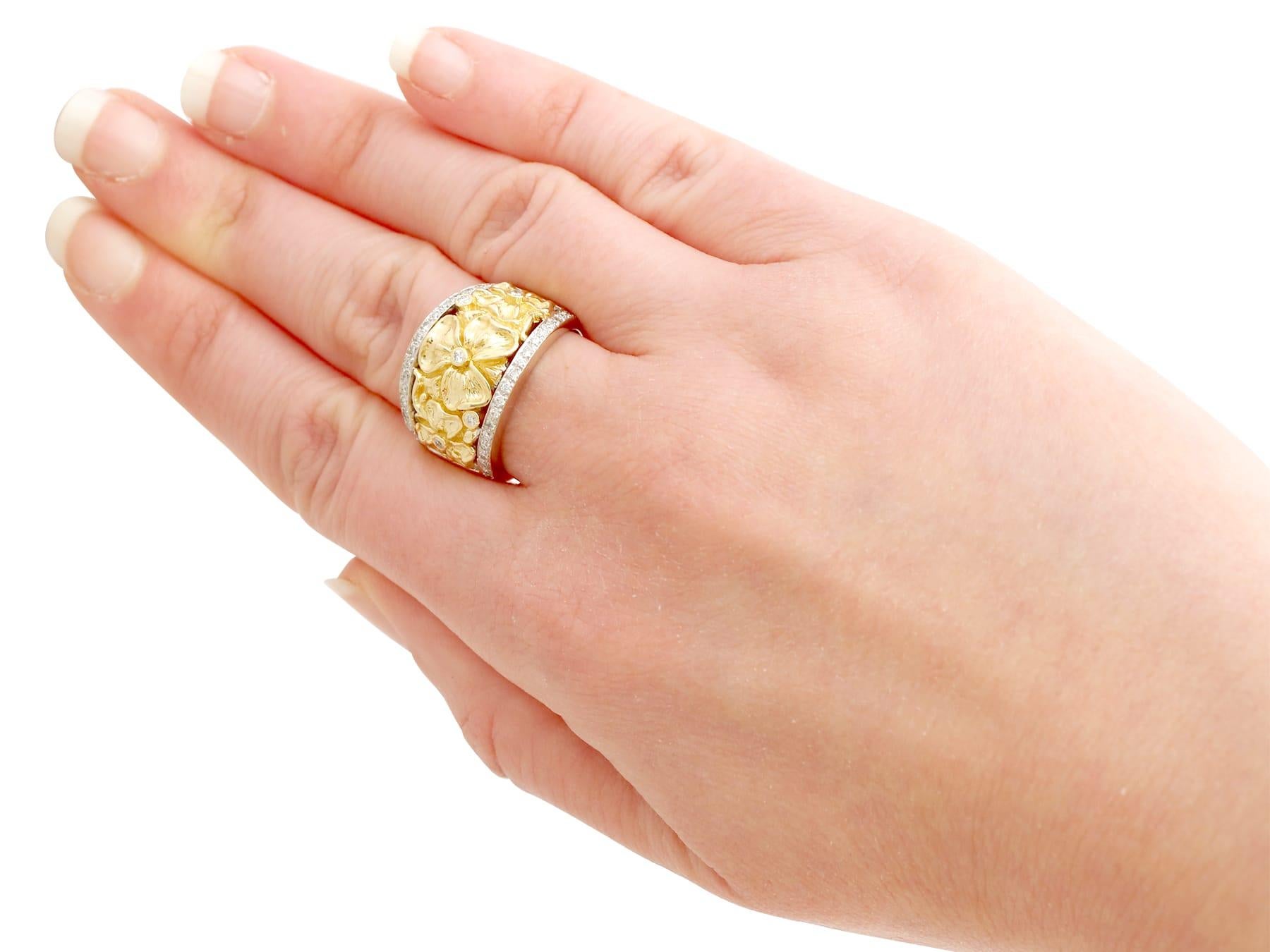 Diamond and Yellow Gold and White Gold Cocktail Ring 2