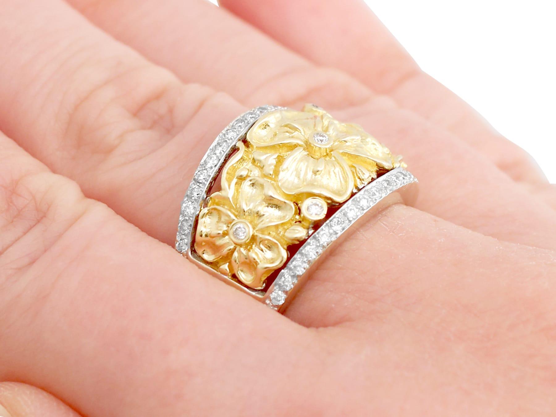Diamond and Yellow Gold and White Gold Cocktail Ring 3
