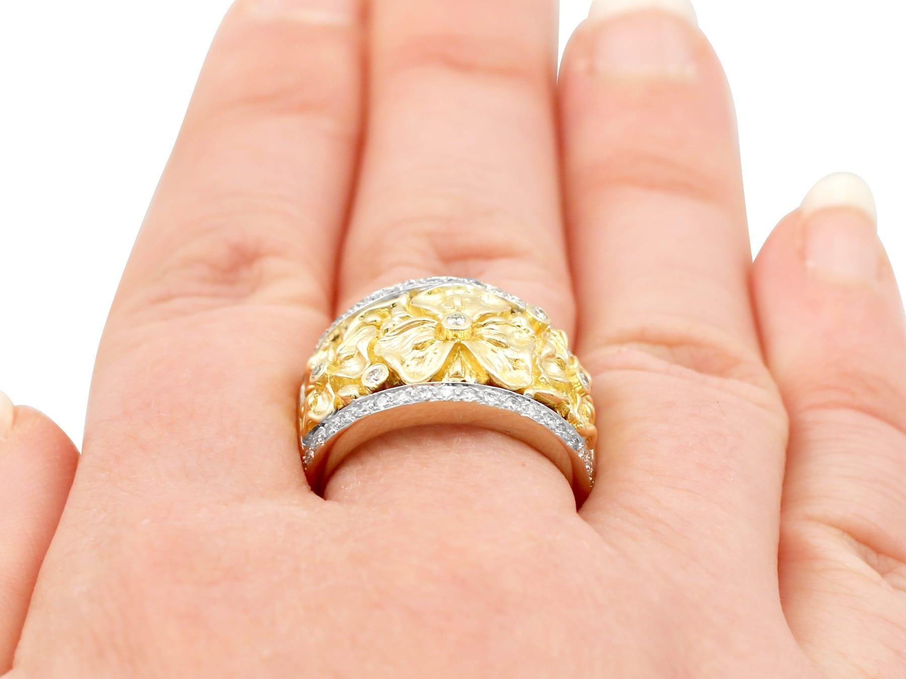 Diamond and Yellow Gold and White Gold Cocktail Ring 4