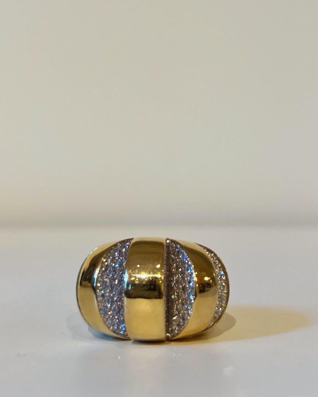 Diamond and Yellow Gold Cocktail Ring Circa 1980 For Sale 2