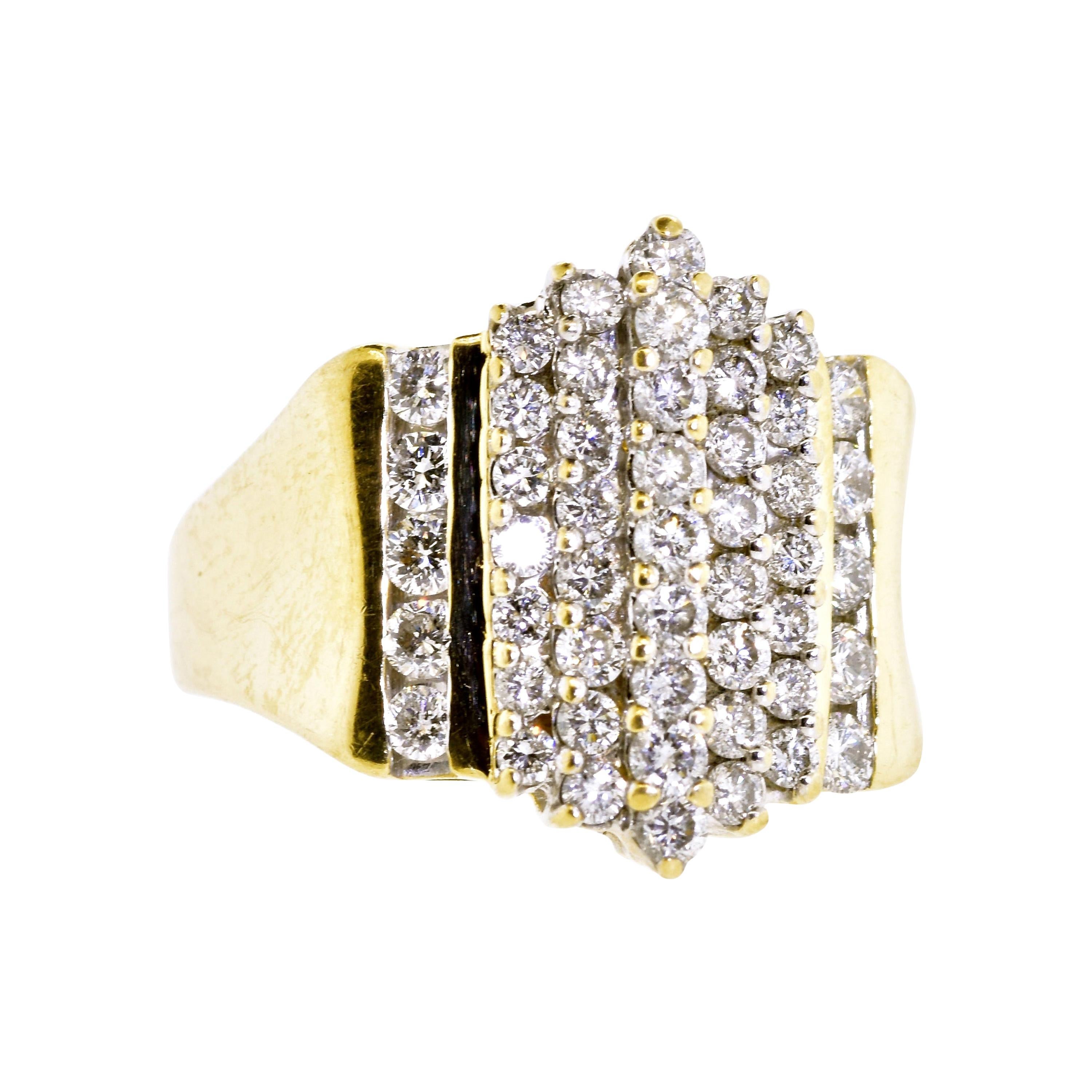 Diamond and Yellow Gold Contemporary Ring